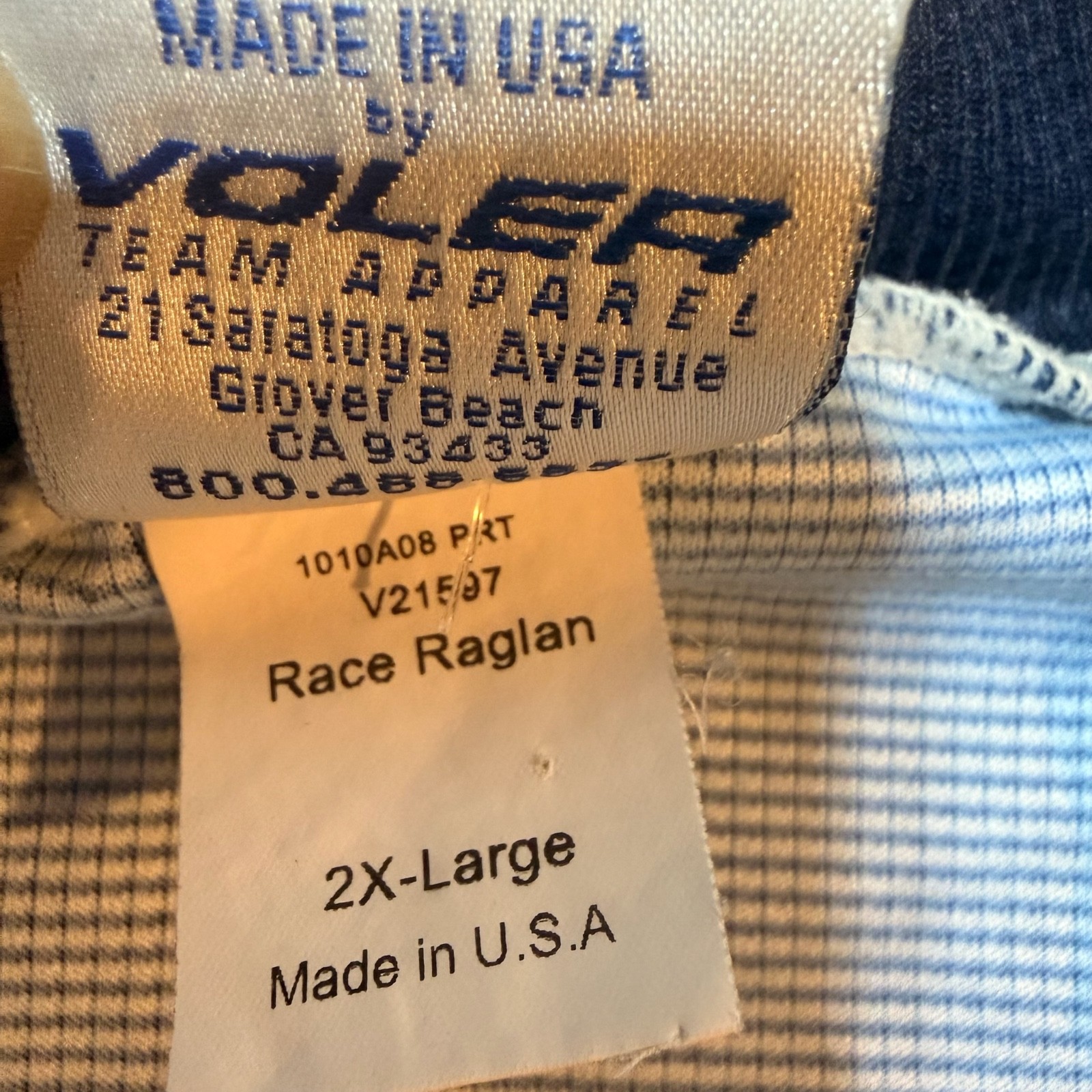 Voler Shirt Mens XXL Blue Mock Neck Full Zip Cycling Jersey Race Raglan Made USA
