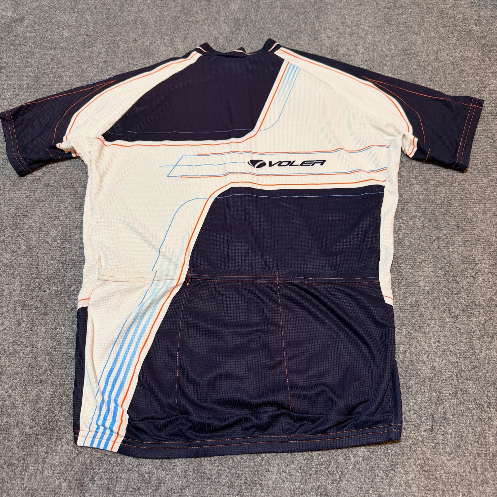 Voler Shirt Mens XXL Blue Mock Neck Full Zip Cycling Jersey Race Raglan Made USA