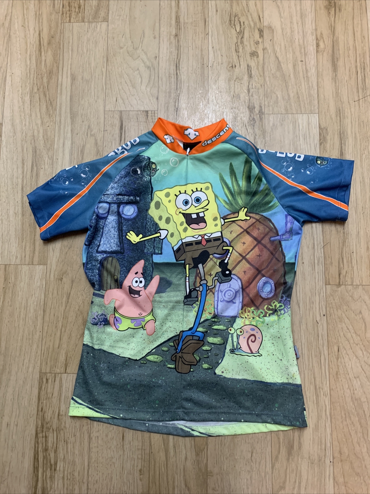 Descente SpongeBob Bike Jersey Youth Sz L Pedal SpongeBob 1/4 Zipper 3 Pockets