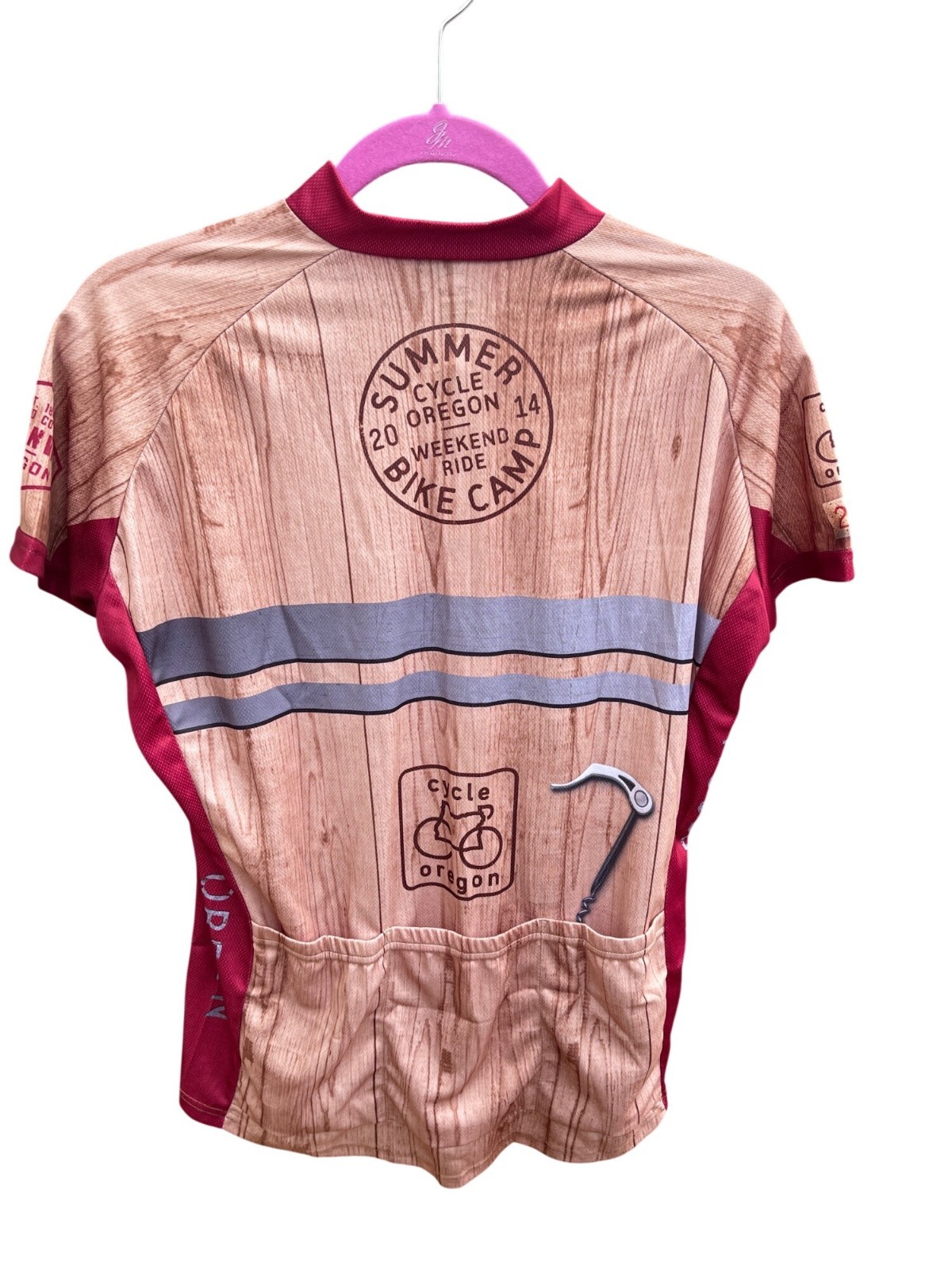 Cycle Oregon Cycling Jersey XL 2014 Women’s Raglan Tee Red Tan NWT New