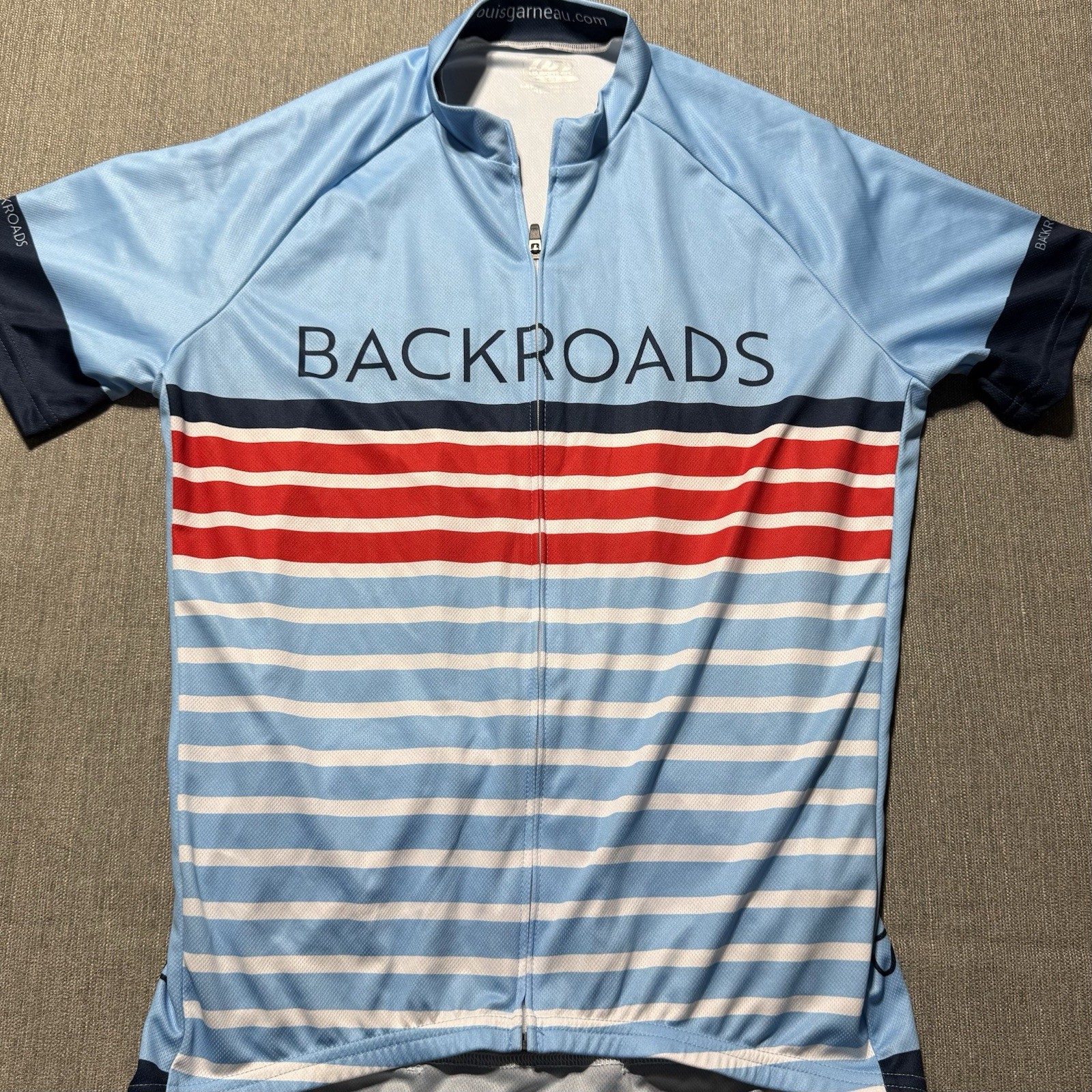 Men’s Louis Garneau Bicycle Racing Shirt Size Large Blue Compression Fit Sleek