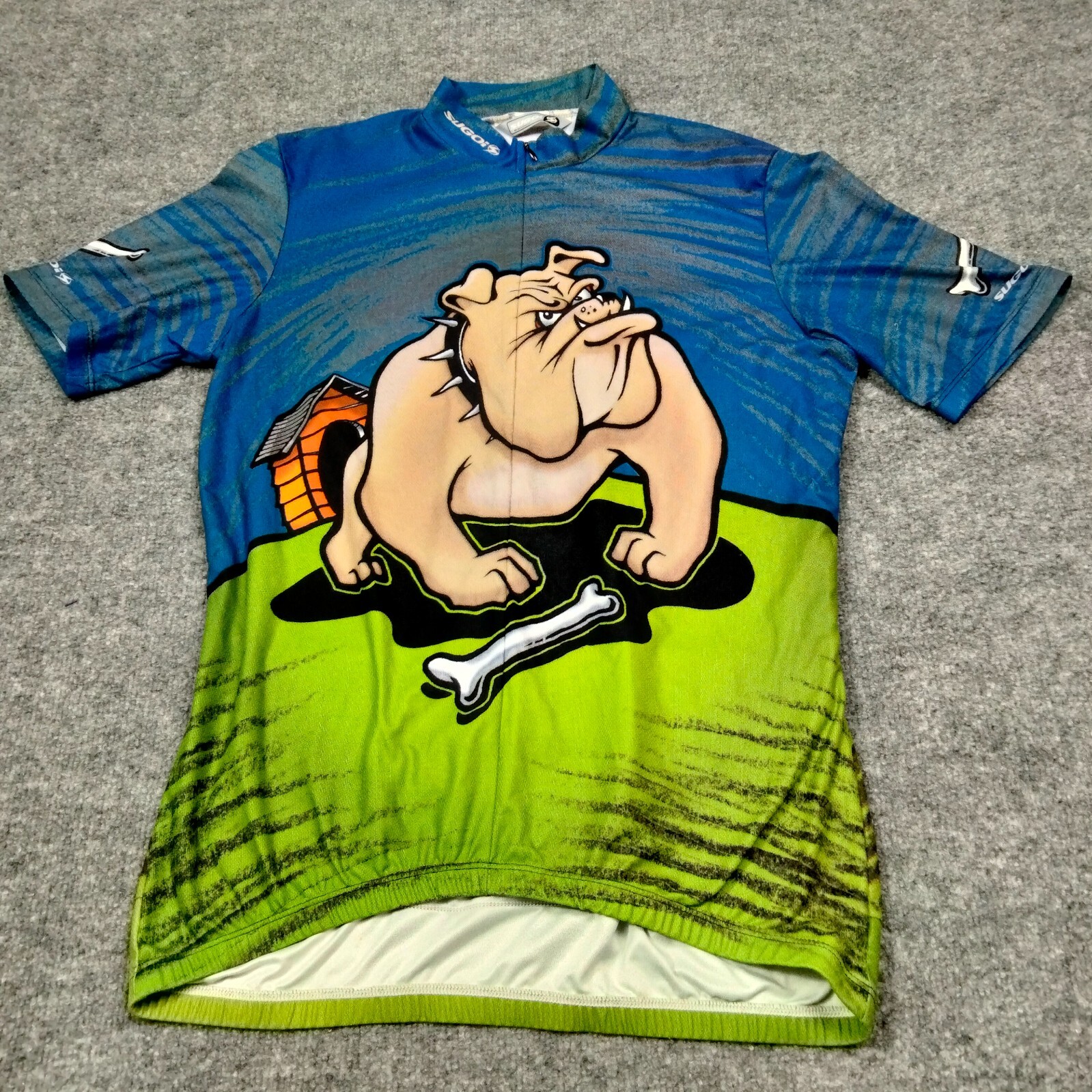 Sugoi Cycling Jersey Mens M Bulldog All Over Print Short Sleeve