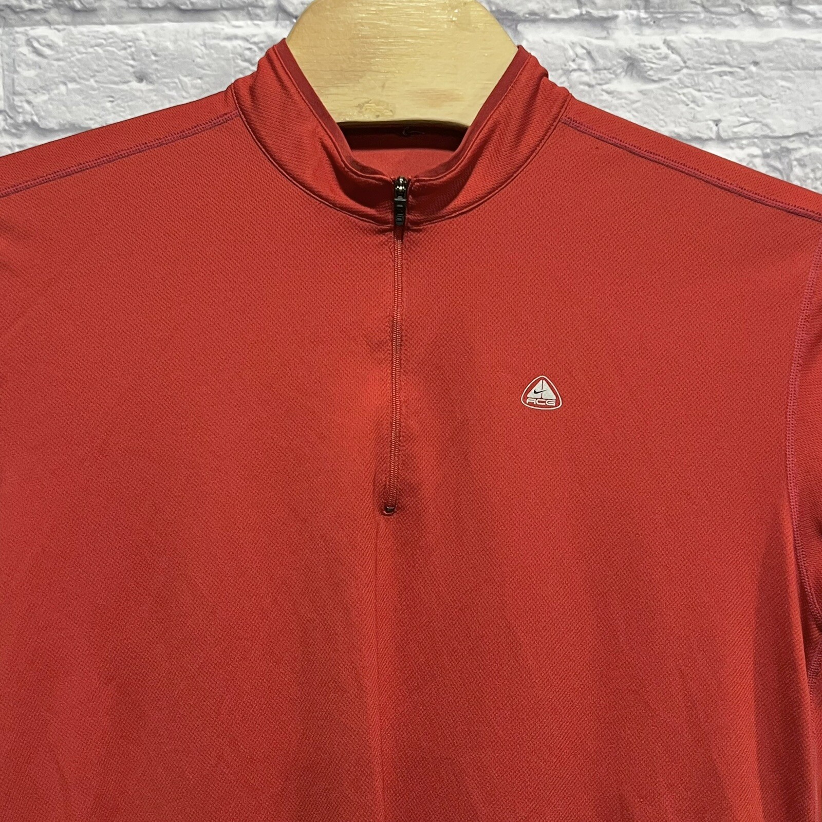 Nike ACG Vintage Dri Fit Short Sleeve 1/4 Zip Bicycle Back Pocket T Shirt Medium