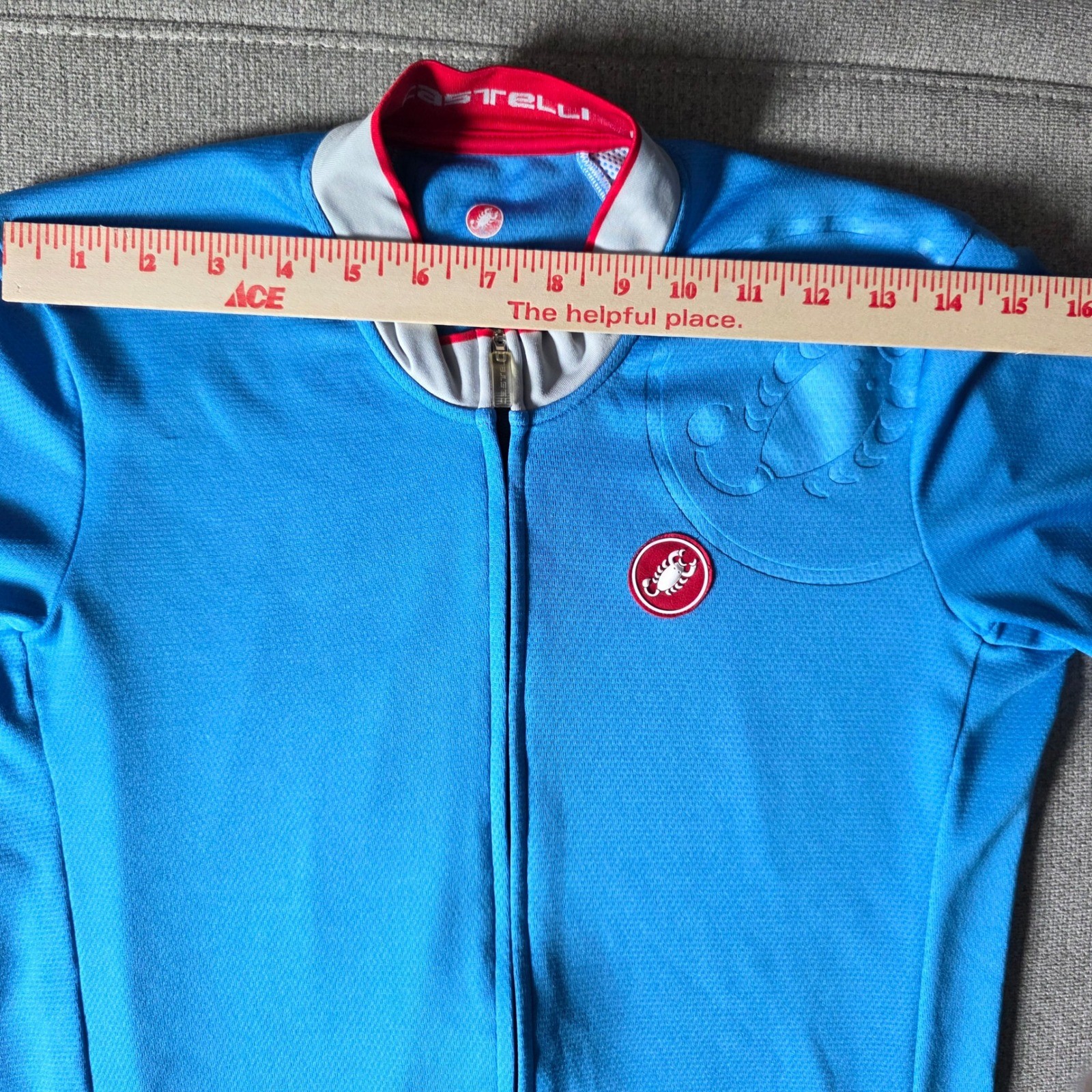 Castelli Blue Short Sleeve Cycling Jersey Full Zip Road Bike Scorpion Logo Mens