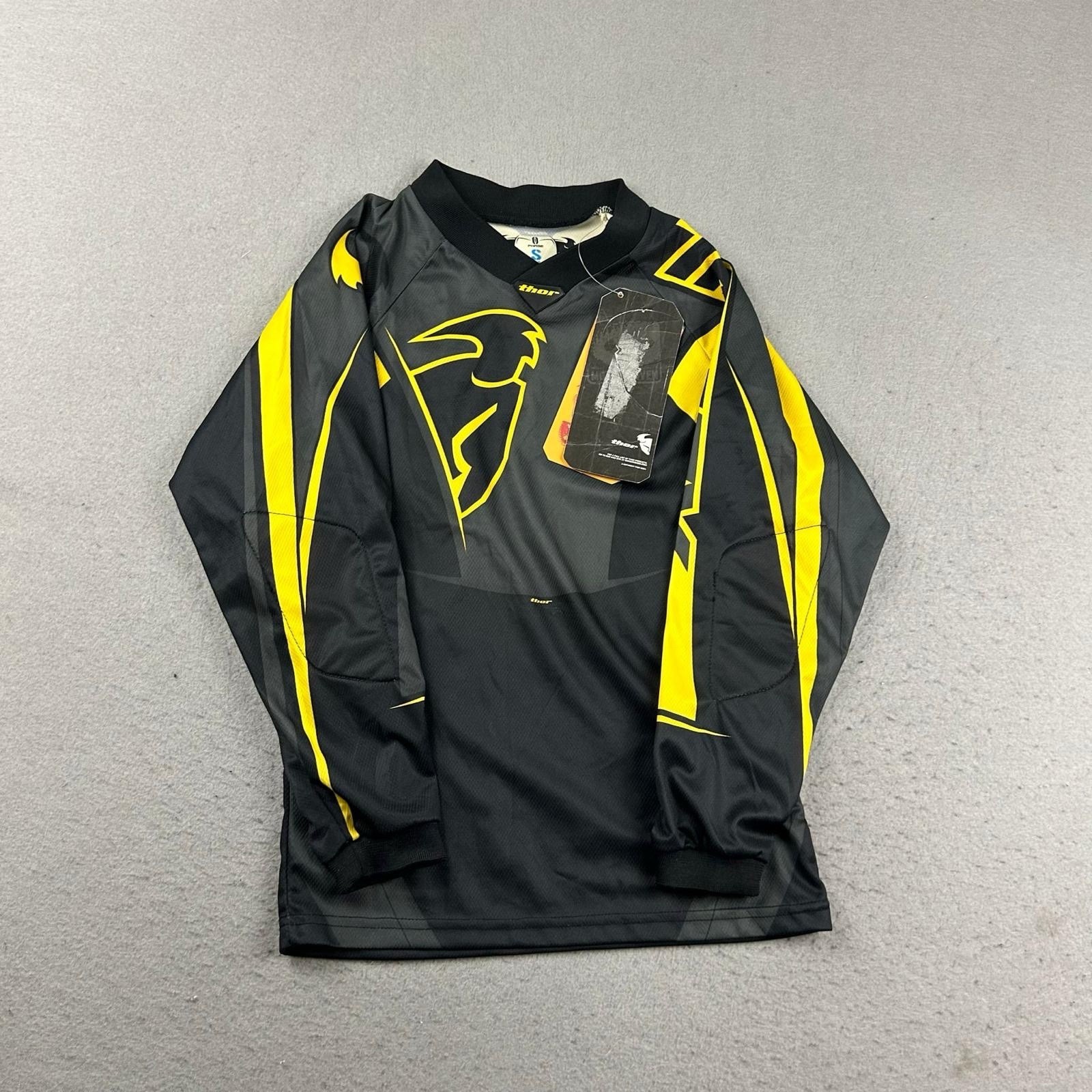 Thor Cycling Phase Jersey Youth Small 6-7 Black Yellow Short Sleeves NWT