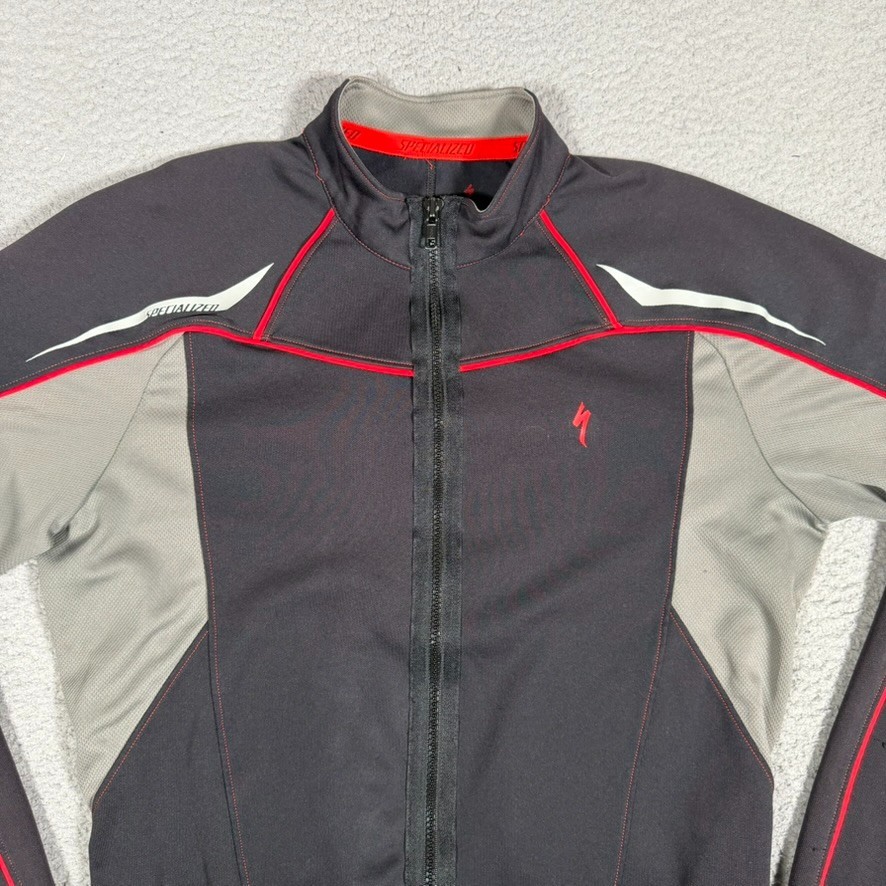Specialized Cycling Jacket Mens Large Black Full Zip Outdoor Stretch Pockets