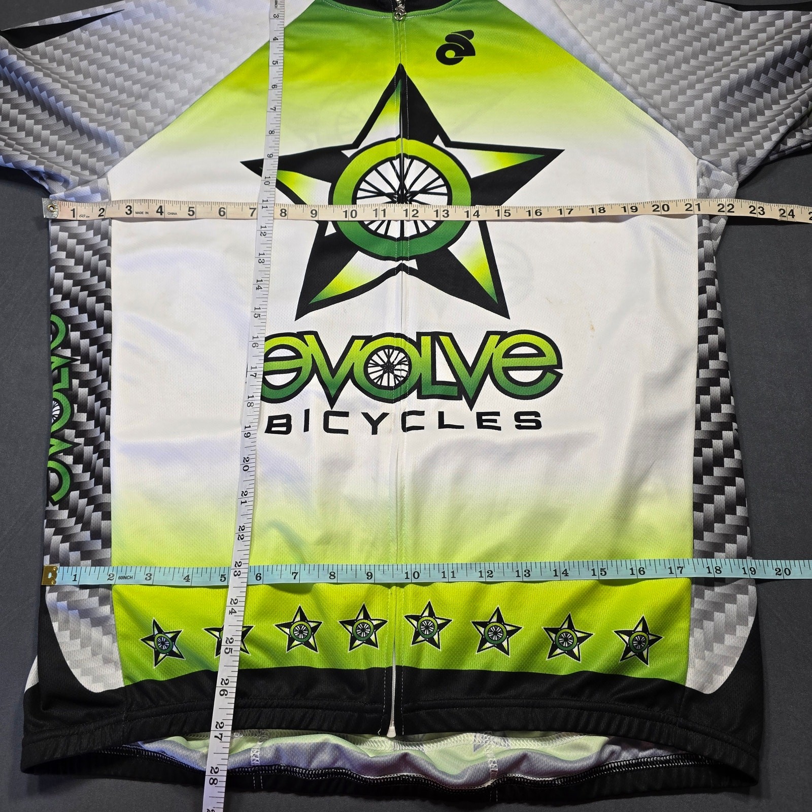 Evolve Bicycle White Green Cycling Shirt Club Cut Short Sleeve Full Zip Mens XXL