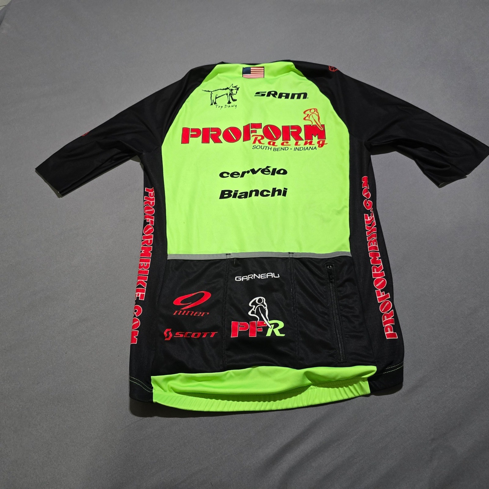 Louis Garneau Cycling Jersey Mens Large Neon Green ProForm Racing SRAM Bianchi