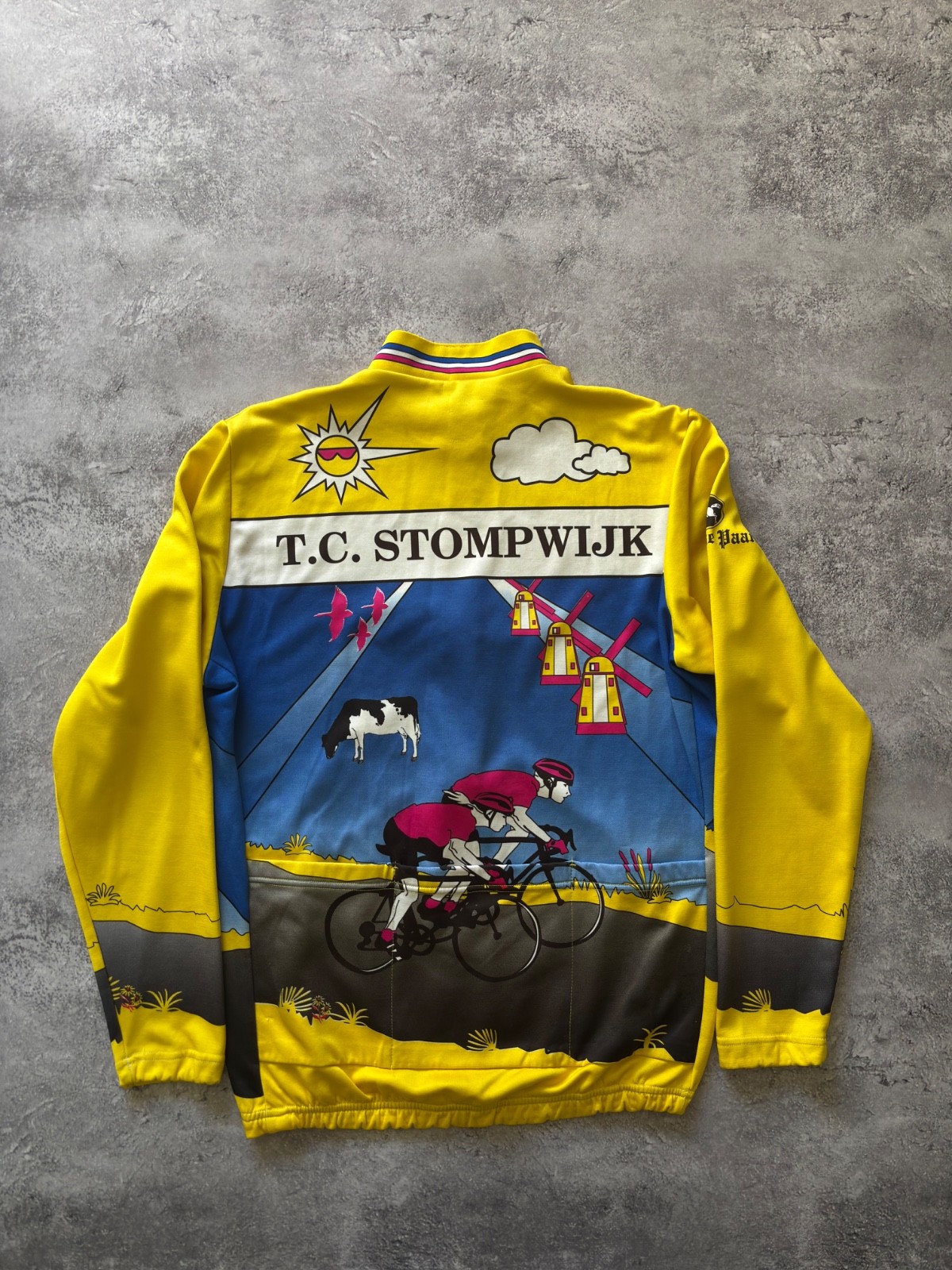 Vintage Cycling Jacket Zip hoodieT.C. Stompwijk Holland Full Zip Team Jersey M L