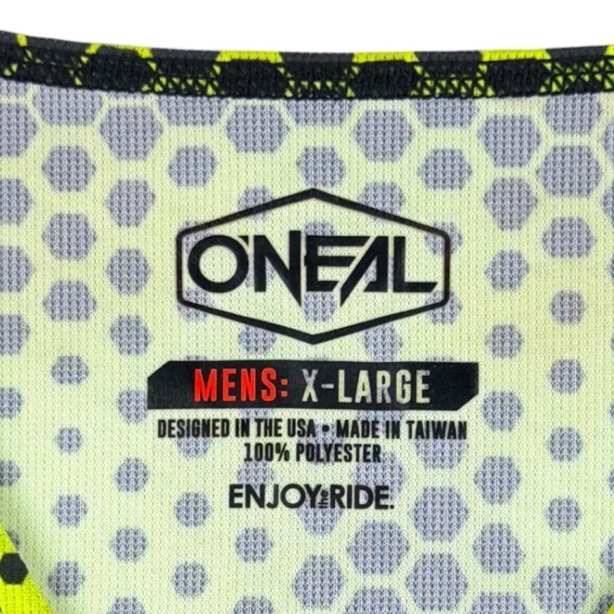 O’Neal Motocross Jersey Men XL Black Neon Yellow Performance Hexagon Graphic MX