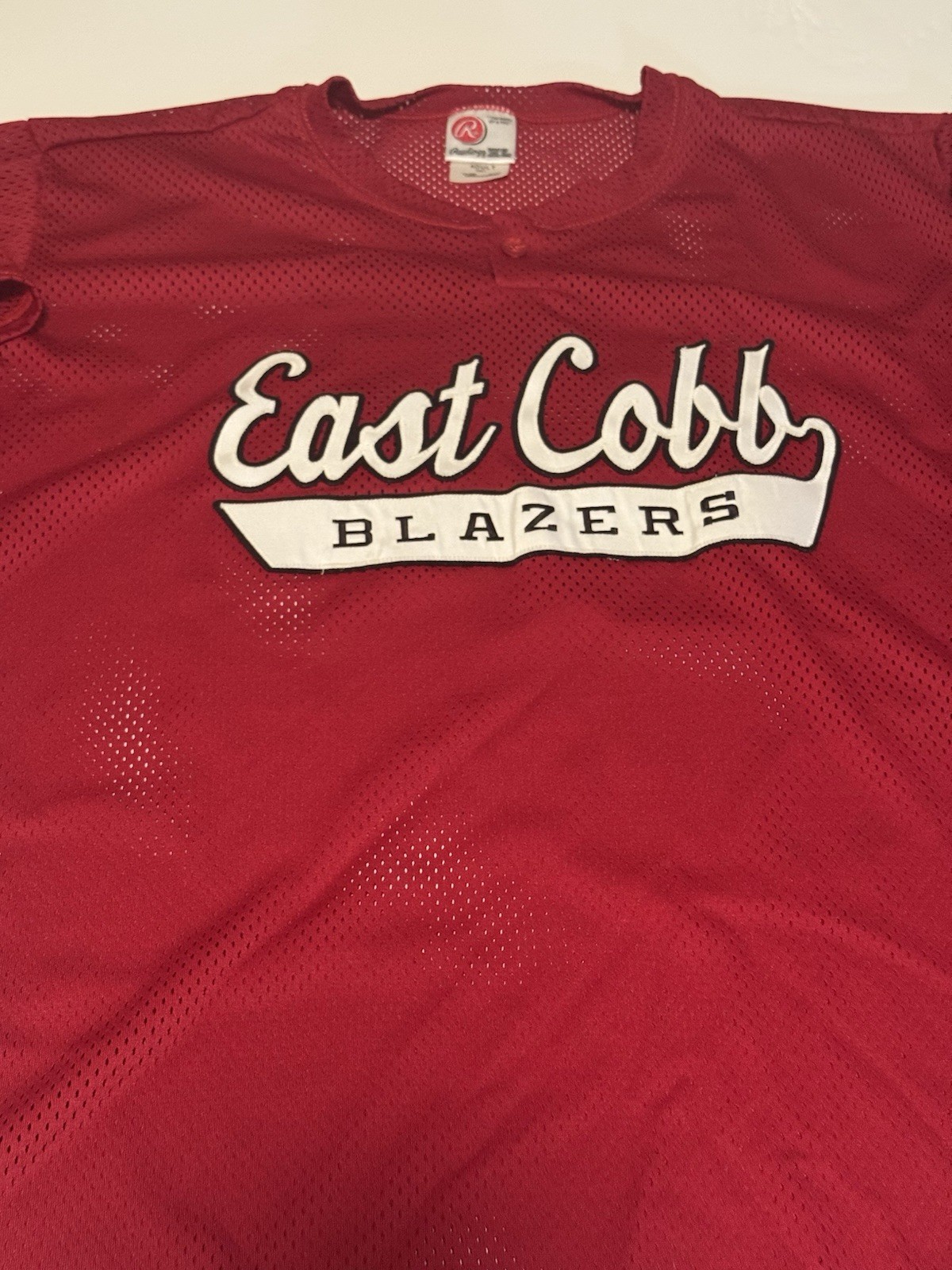 Rawllings East Cobb Jersey Men’s Red Size XL 100% Cotton Made In USA Vintage