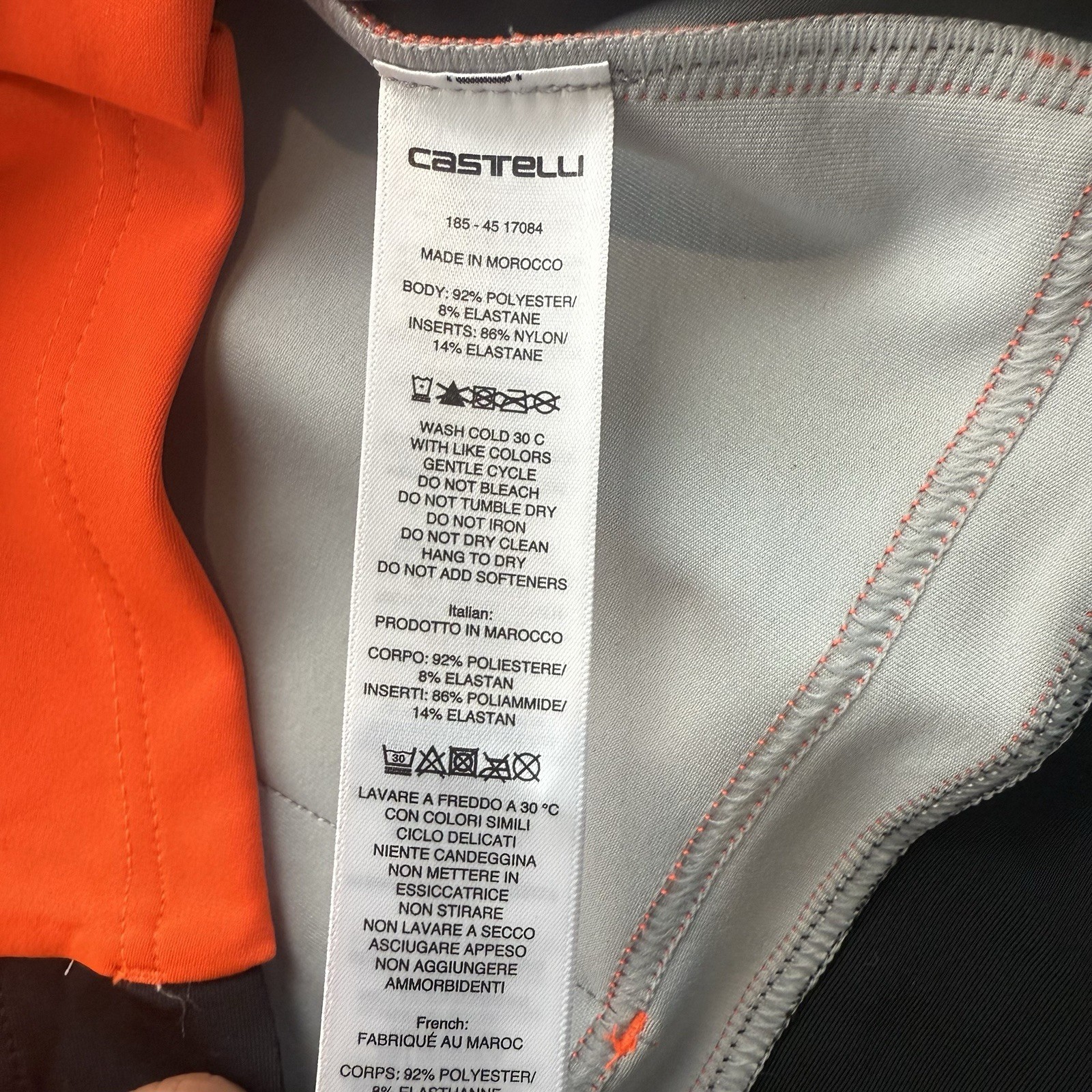 CASTELLI Gabba 3 Cycling Jersey Mens XL NWT Orange 17084 Gore Windstopper Rosso