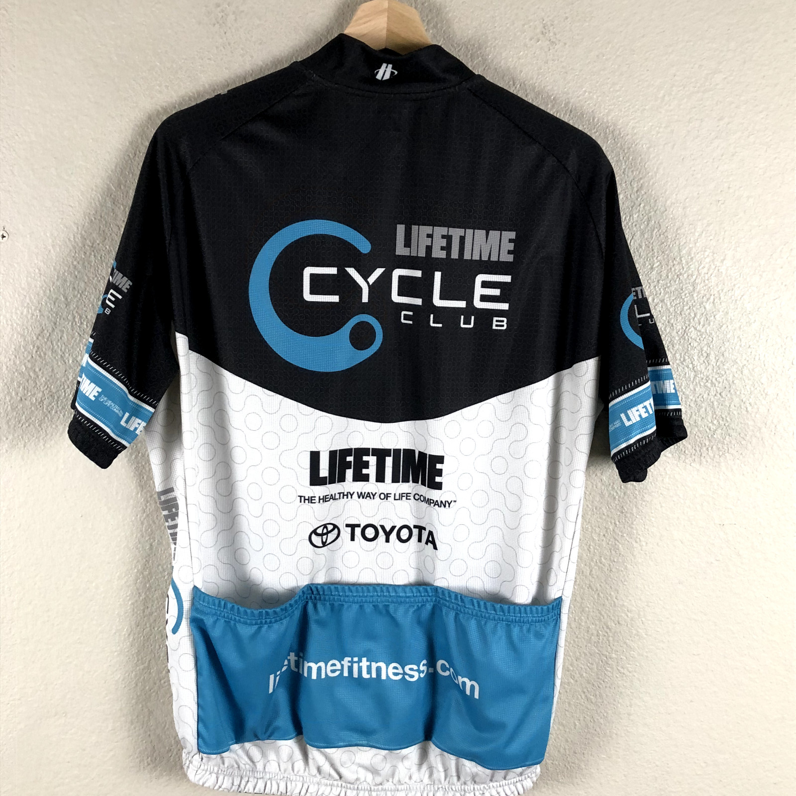 Hincapie Cycling Jersey Mens Large White Black Full Zip Rear Pocket Bicyclist