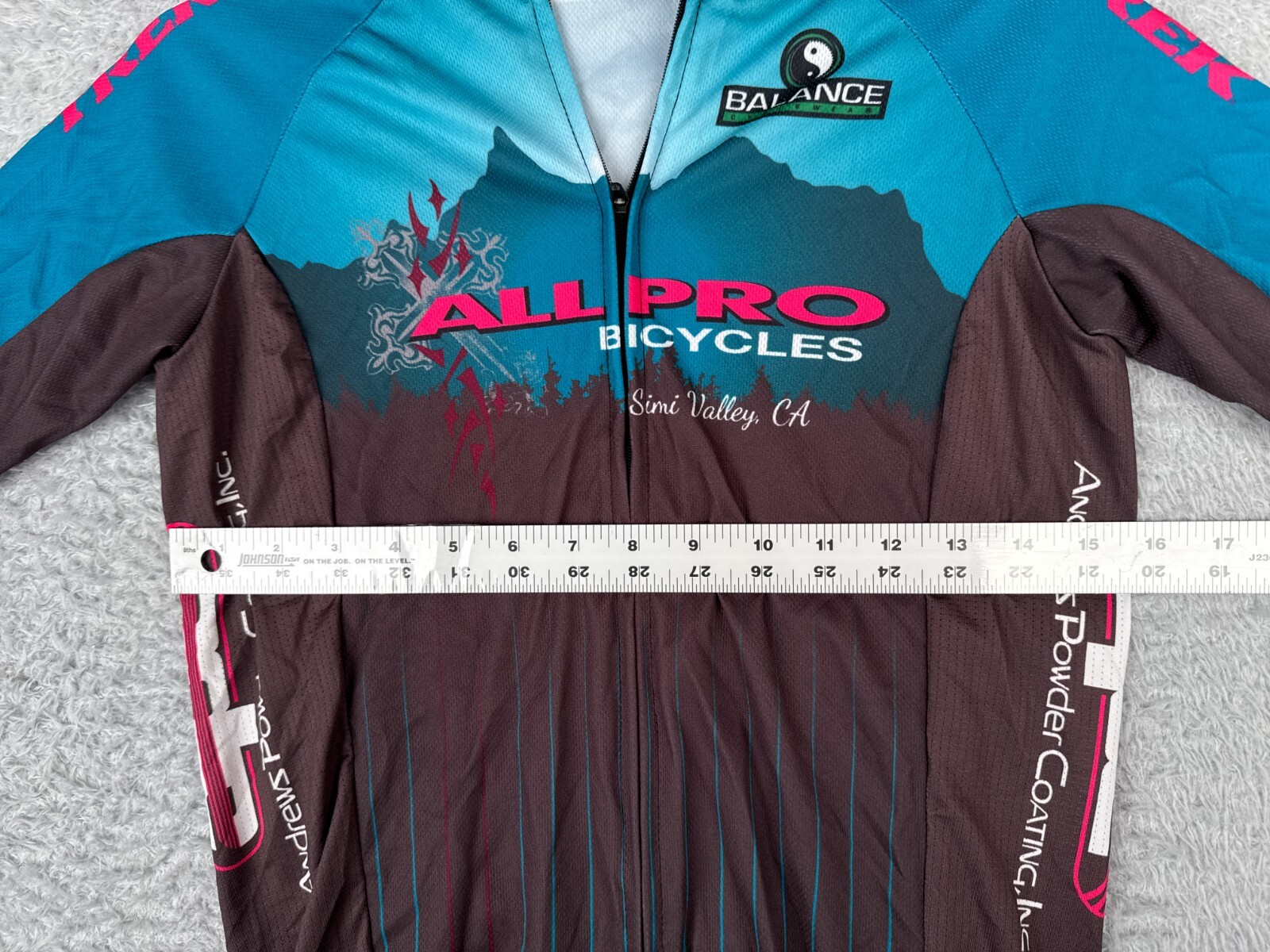 Balance Cyclewear Cycling Jersey Adult 2XS XXS Blue Brown All Pro Simi Valley