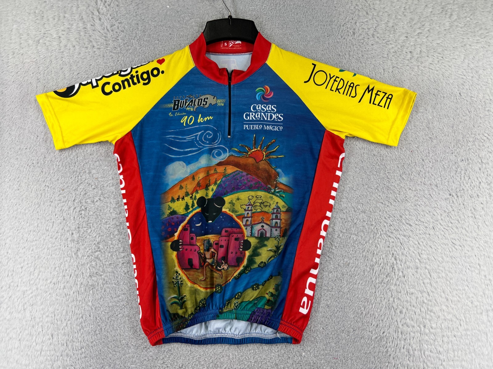 Cycling Jersey Mens Small Blue Red Yellow Estampida Buffalos MTB 2018 Chihuahua