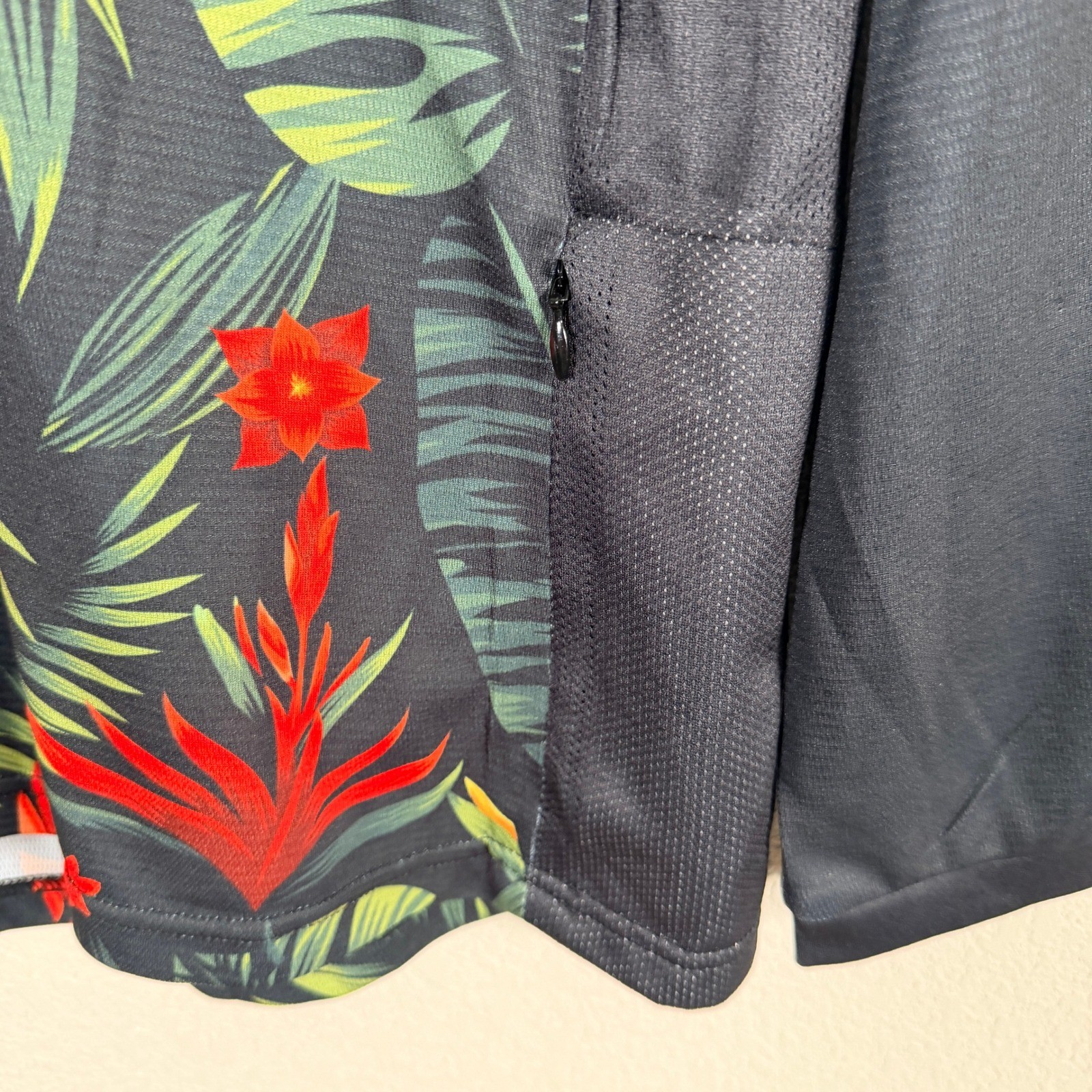 Dharco Mountain Bike Cycling Jersey Mens S Black Tropical Floral Long Sleeve