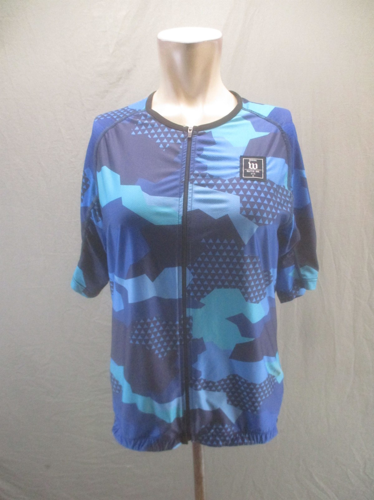 Wattie Size L Womens Multicolor Camo Cycling Back Pocket Full Zip Jacket 360