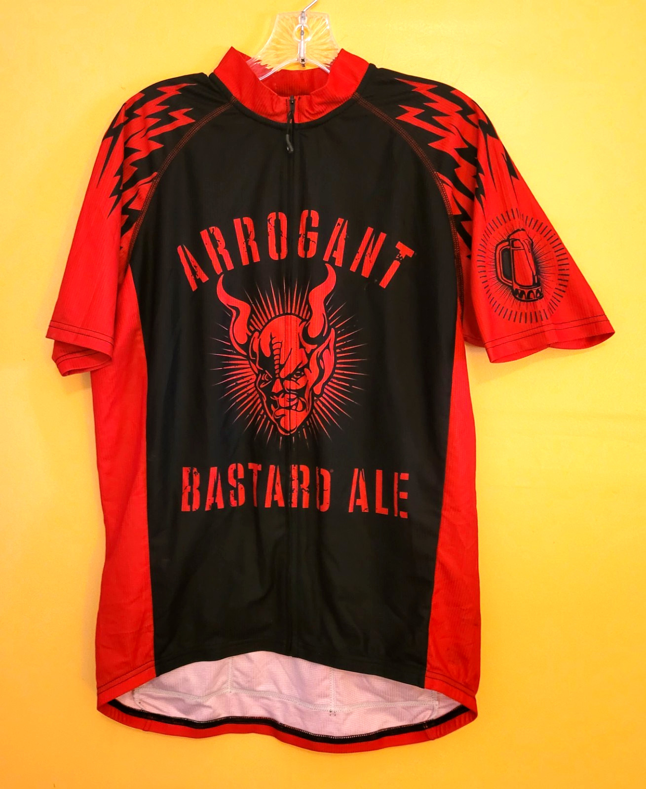 Arrogant Bastard Ale Cycling Jersey Large Full Zip Rear Pockets Free Shipping