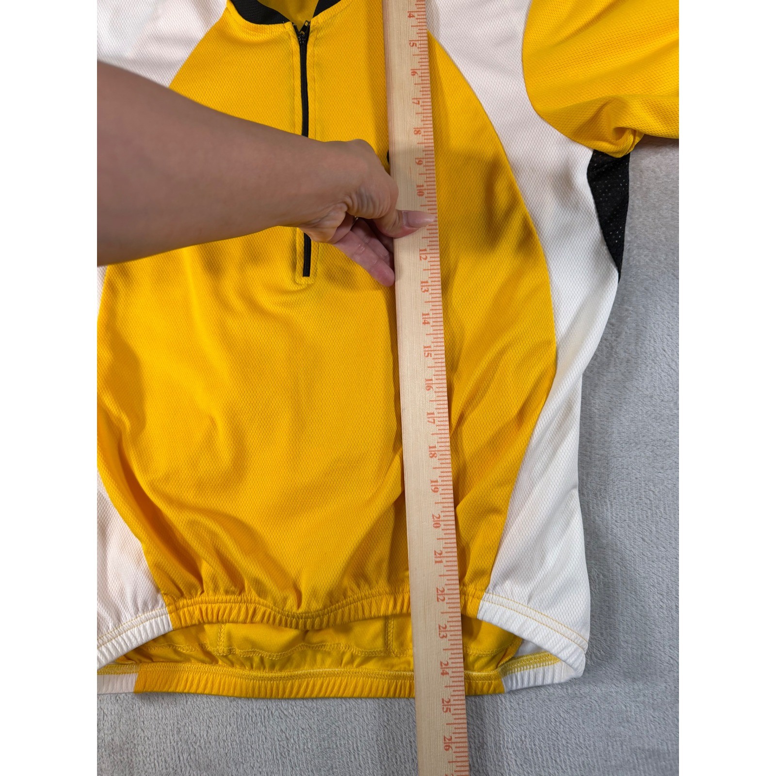 Canari Cycling Jersey Mens Medium Yellow White Black 1/4 Zip Short Sleeve Bike