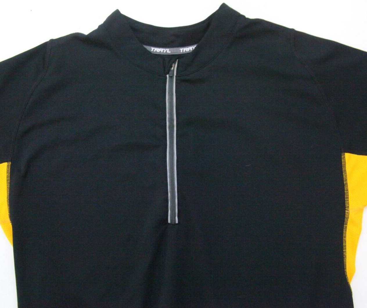 Trayl Cycling Black Orange Large Biking Jersey Tee Shirt 1/2 Zip Polyester EE11