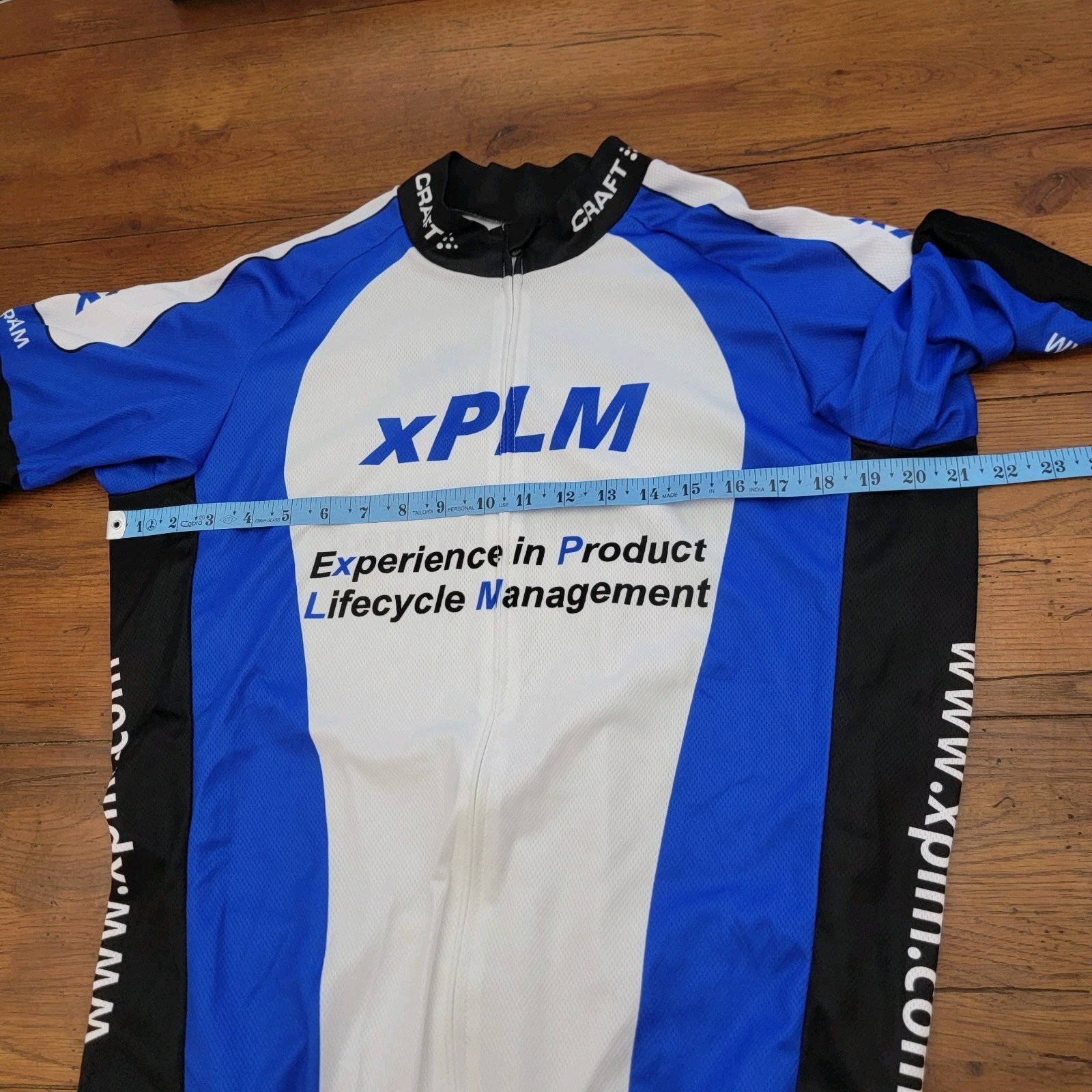 Craft Mens XL Cycling Jersey 21.5″ P2P Blue xPLM Team Full Zip