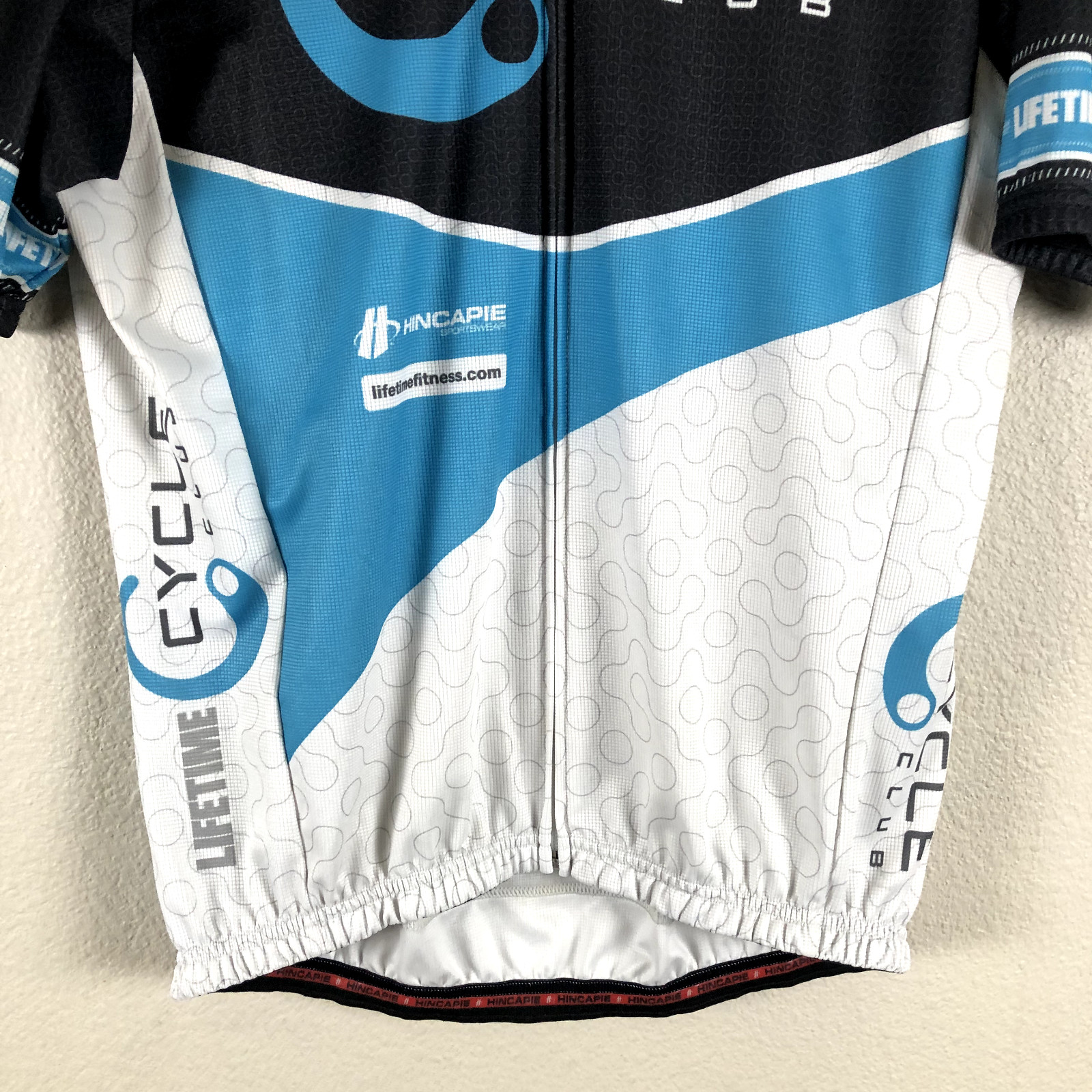 Hincapie Cycling Jersey Mens Large White Black Full Zip Rear Pocket Bicyclist