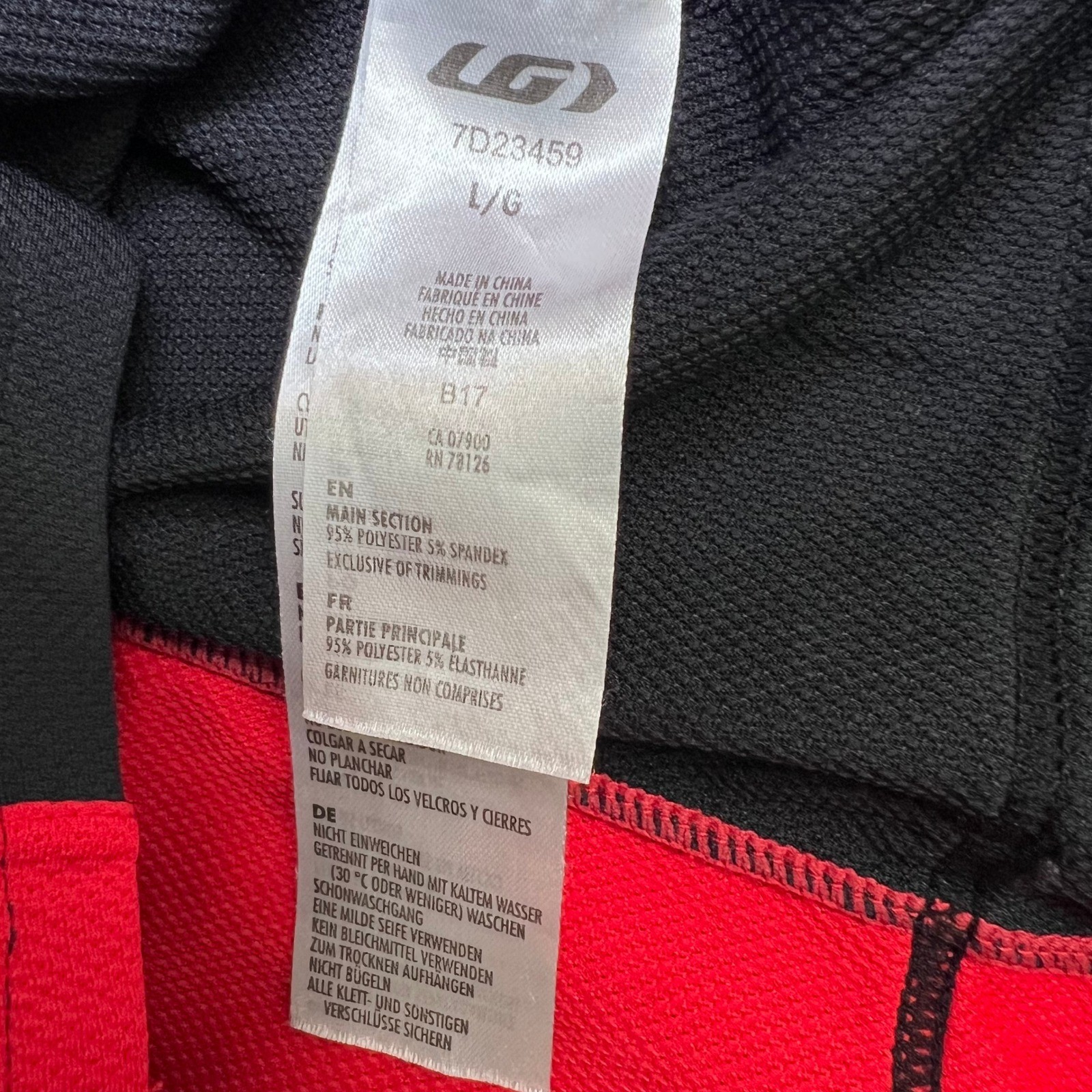 Louis Garneau Cycling Jersey Mens Large Black Red Long Sleeve Full Zip Bike