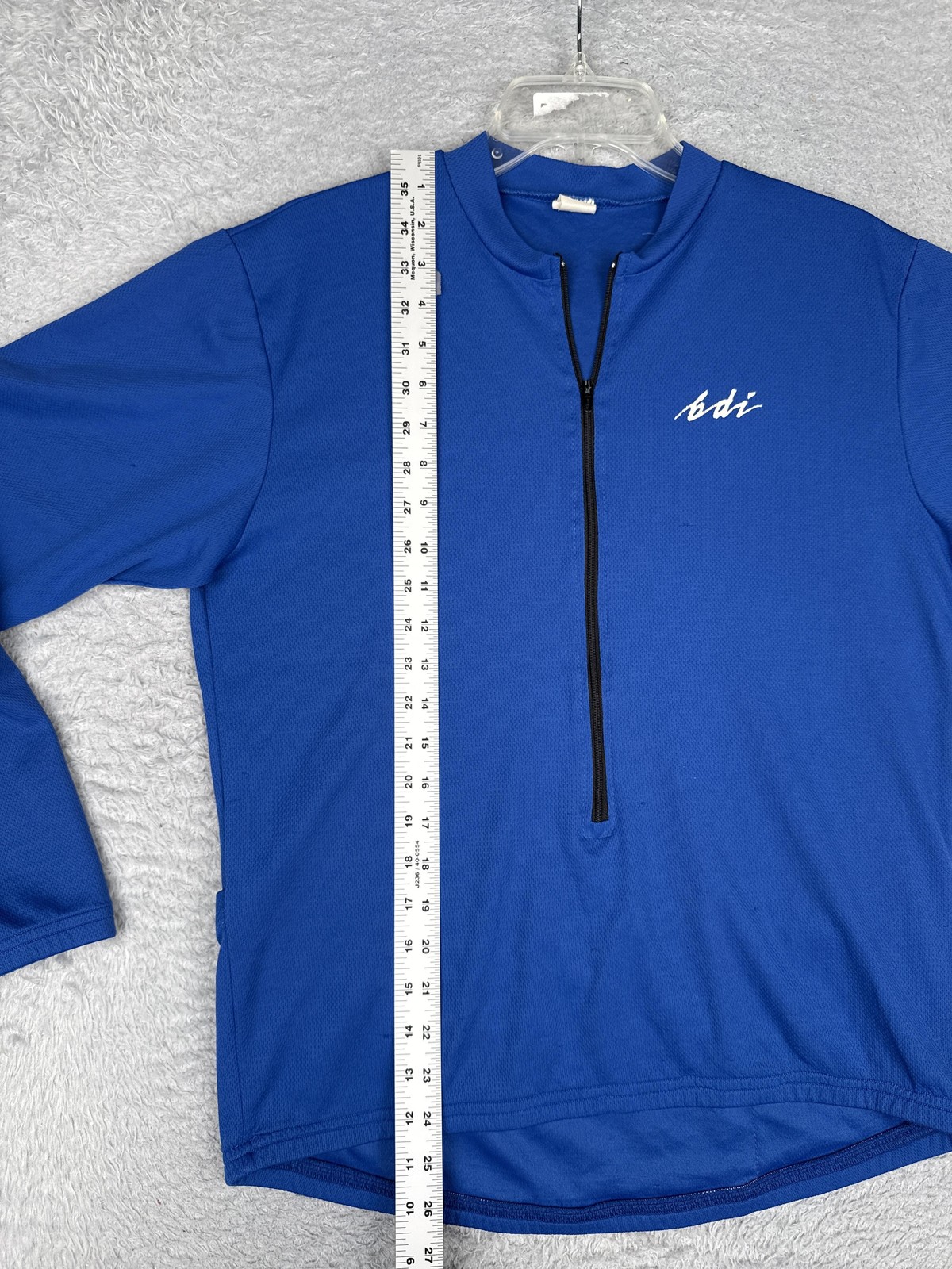 BDI Shirt Mens XL Blue Long Sleeve Cycling 1/2 Zip Jersey Pockets Mock Neck