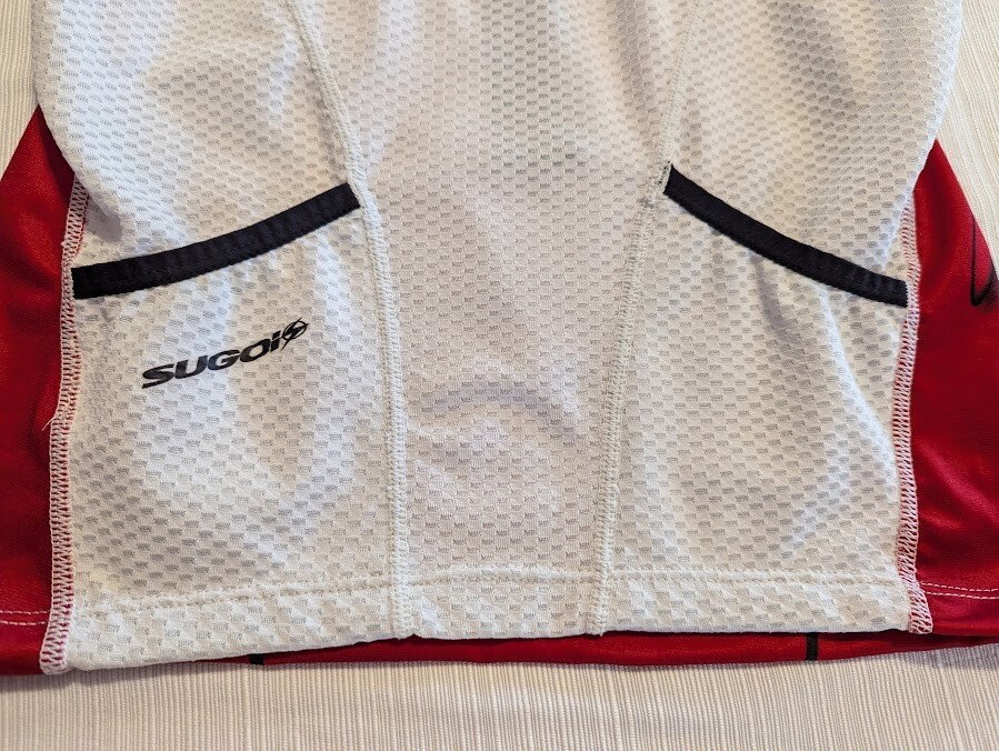 Sugoi Women’s Cycling Jersey Top Medium Half Zip Red White Mesh Sleeveless