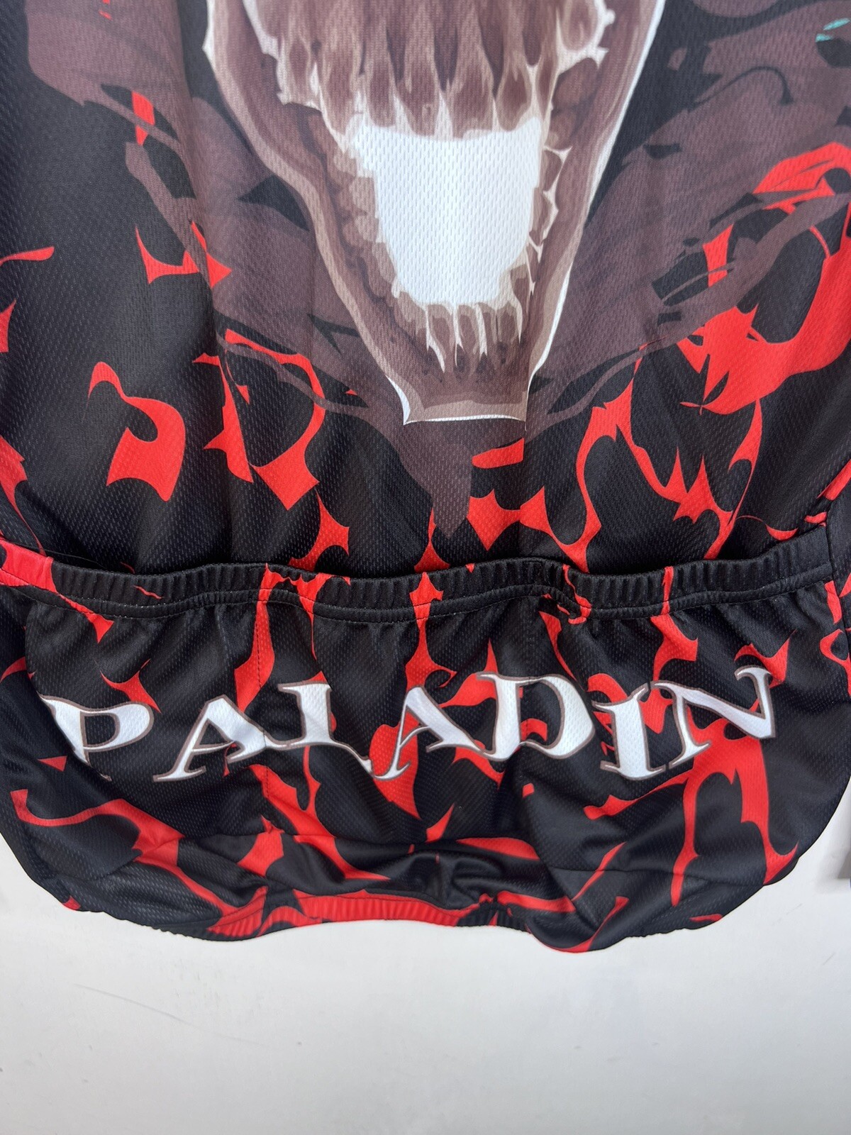 Paladin Men’s Long Sleeve Cycling Bike Jersey Large Full Zip Smoke Skull Flames