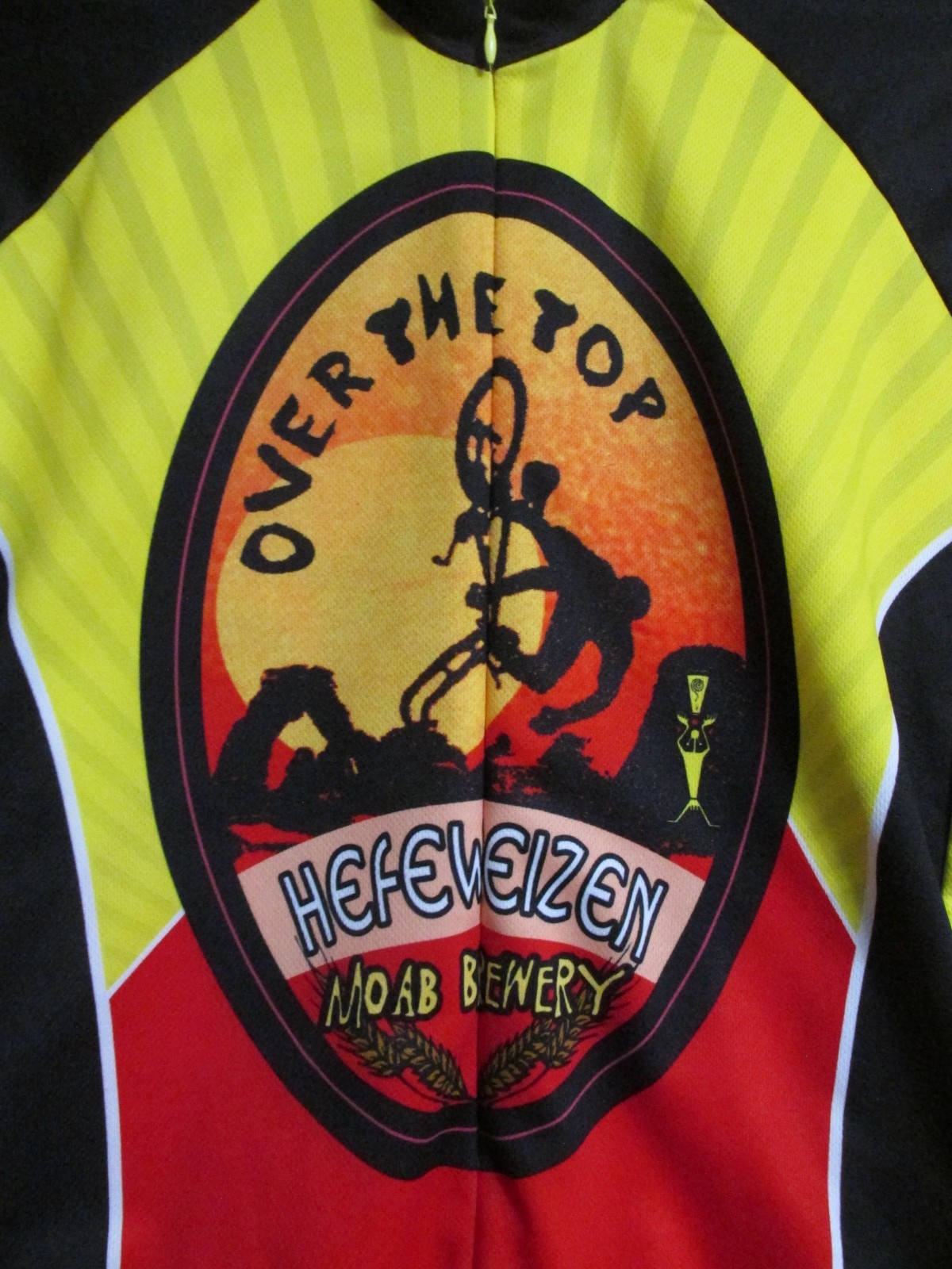 Men’s 3/4 Zip Moab Brewery Cycling Jersey Rear Pockets Black/Yellow/Red LARGE
