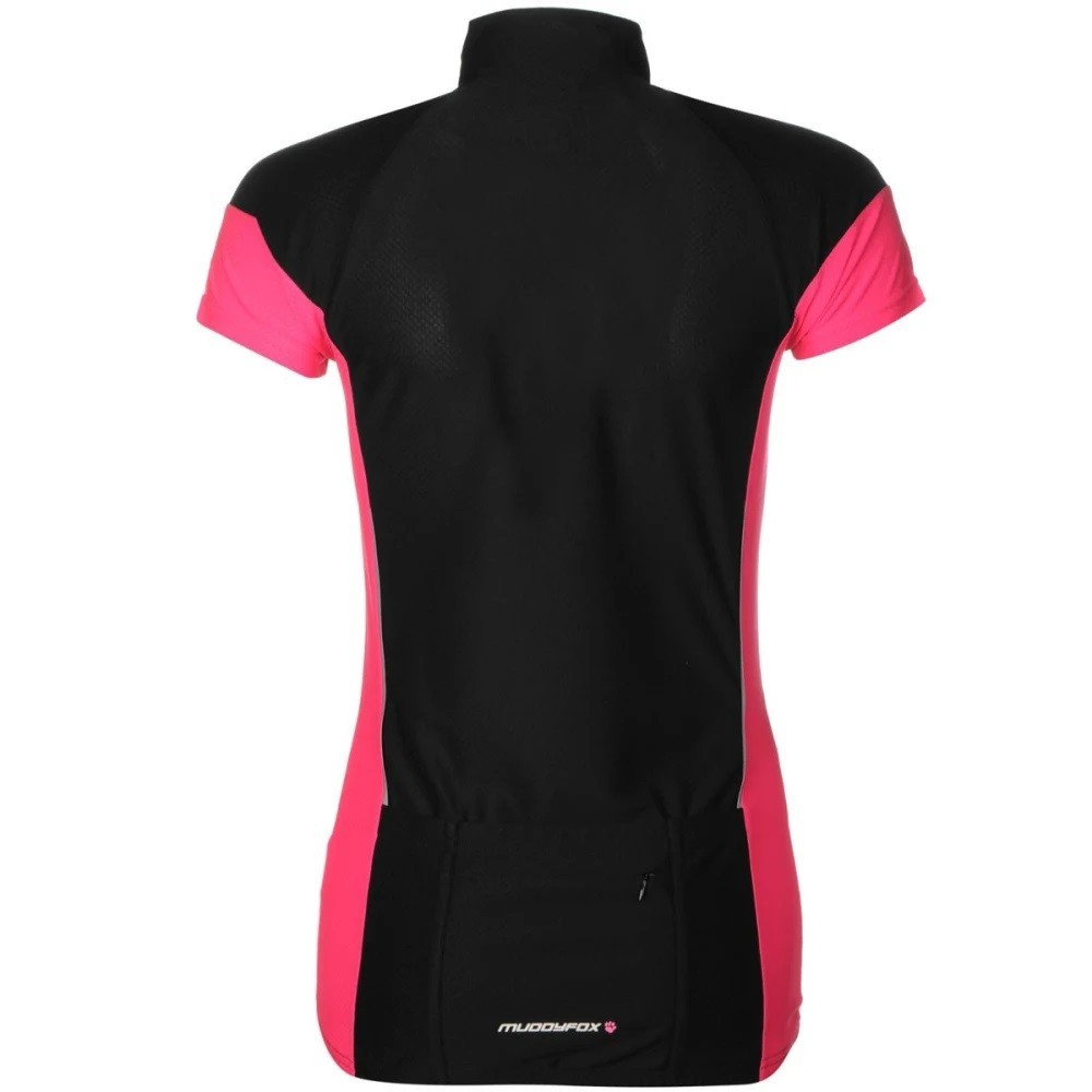 MuddyFox Women’s Short-Sleeve Cycling Jersey (Black/Pink, 6, XXS)