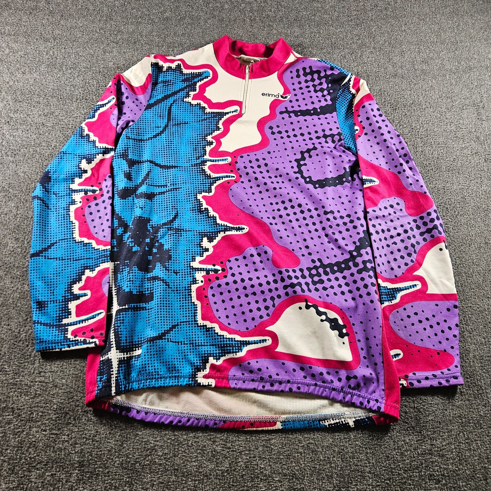 Vintage Erima Cyclist Jersey Quarter Zip 80s 90s Colorful Size 7