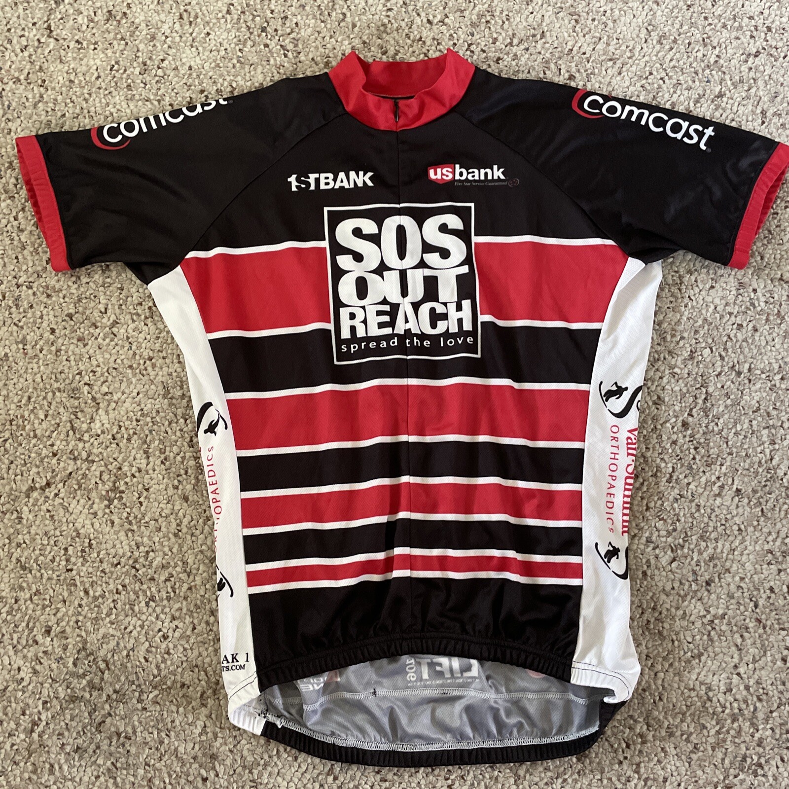 Peak 1 Sports 1/2 Zip Men’s Large L Cycling Jersey Shirt SOS Outreach Vail EUC