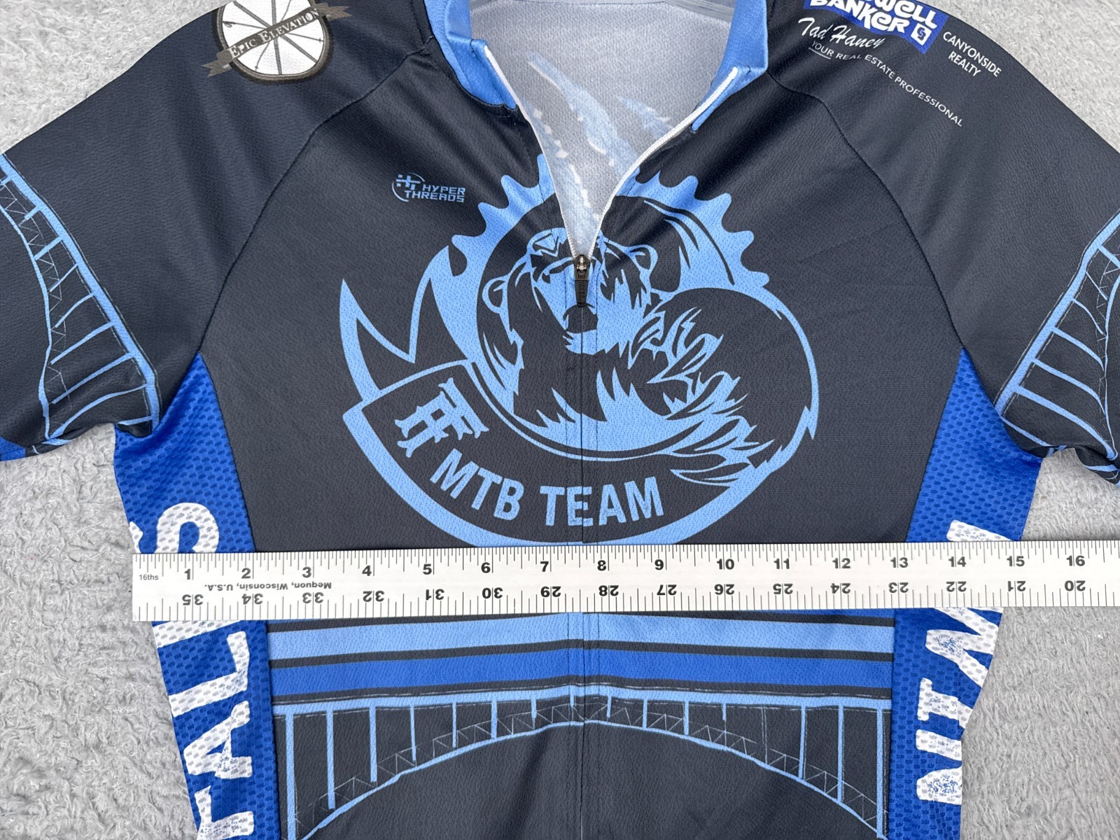 Hyperthreads Cycling Jersey Youth Boys Large Black Blue Twill Falls MTB Team