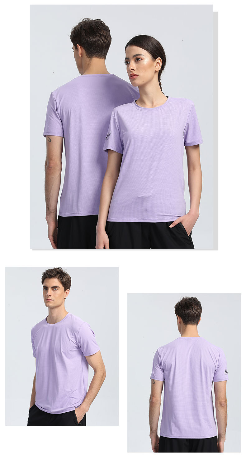Men Women’s Short Sleeve Printed Round Neck Fitness Ice Silk Quick Dry T-shirt