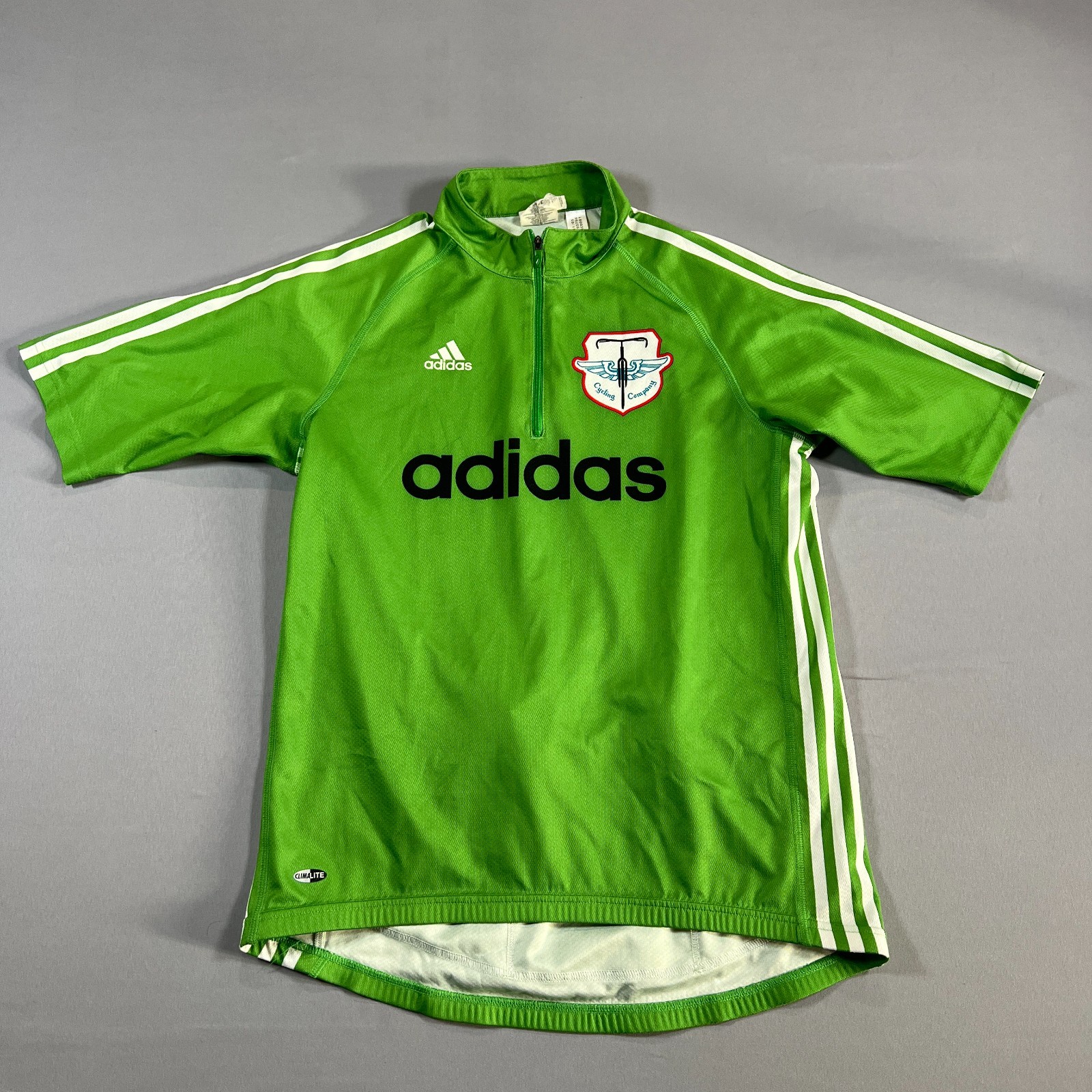 Adidas Climalite Cycling Company Jersey Womens Medium Green Quarter Zip Athletic