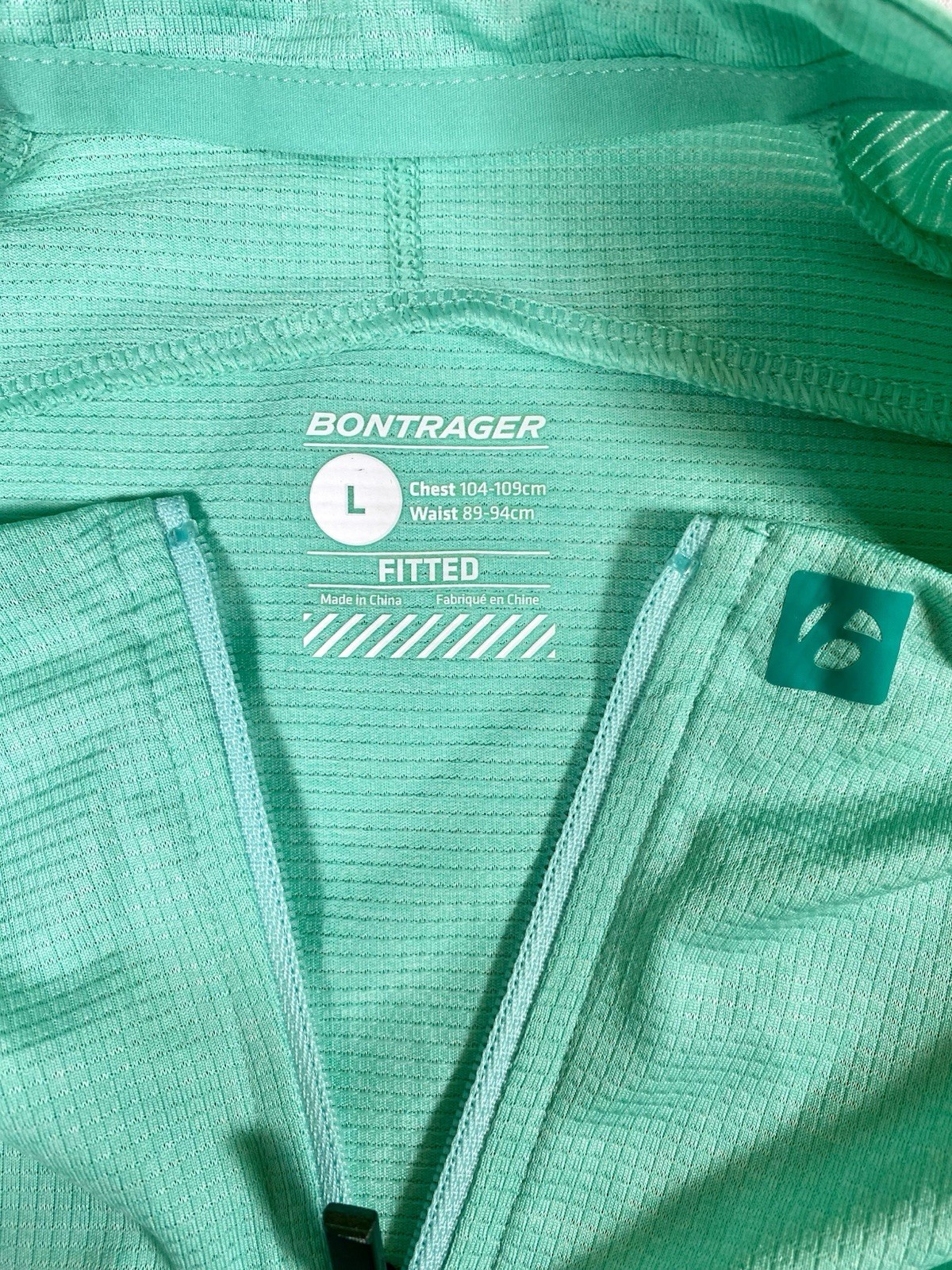 Bontrager Circuit Men’s Cycling Jersey L Fitted Full Zip Pockets Mint Green