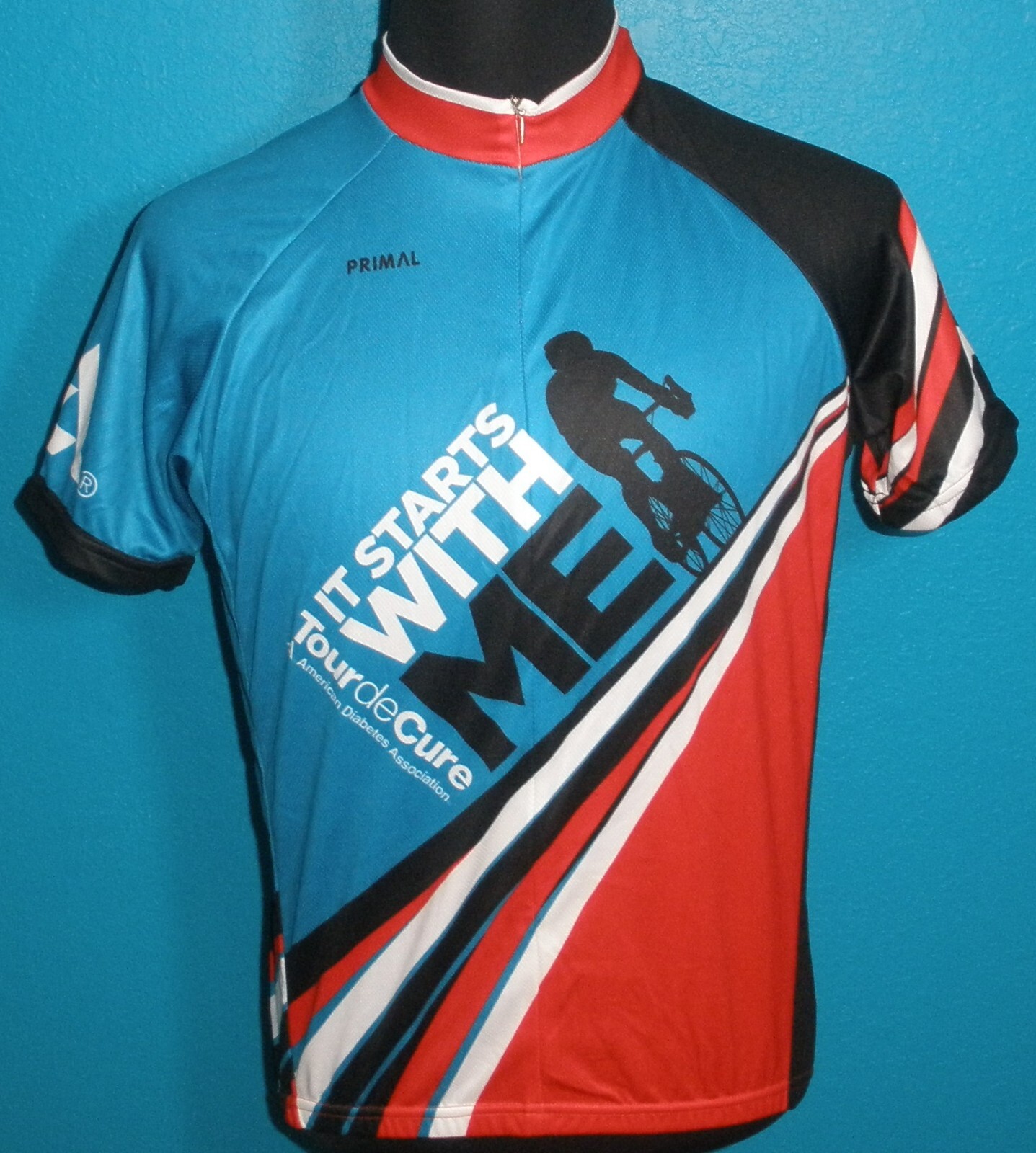 NWT Men’s Medium Primal Tour De Cure 2017 Sport Cut Raglan Jersey Shirt Full Zip