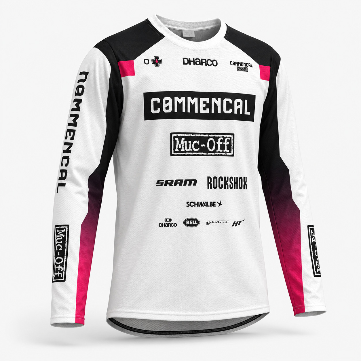 Commencal Muc-Off DHARCO MTB Jersey Long Sleeve White Black Pink Downhill Enduro