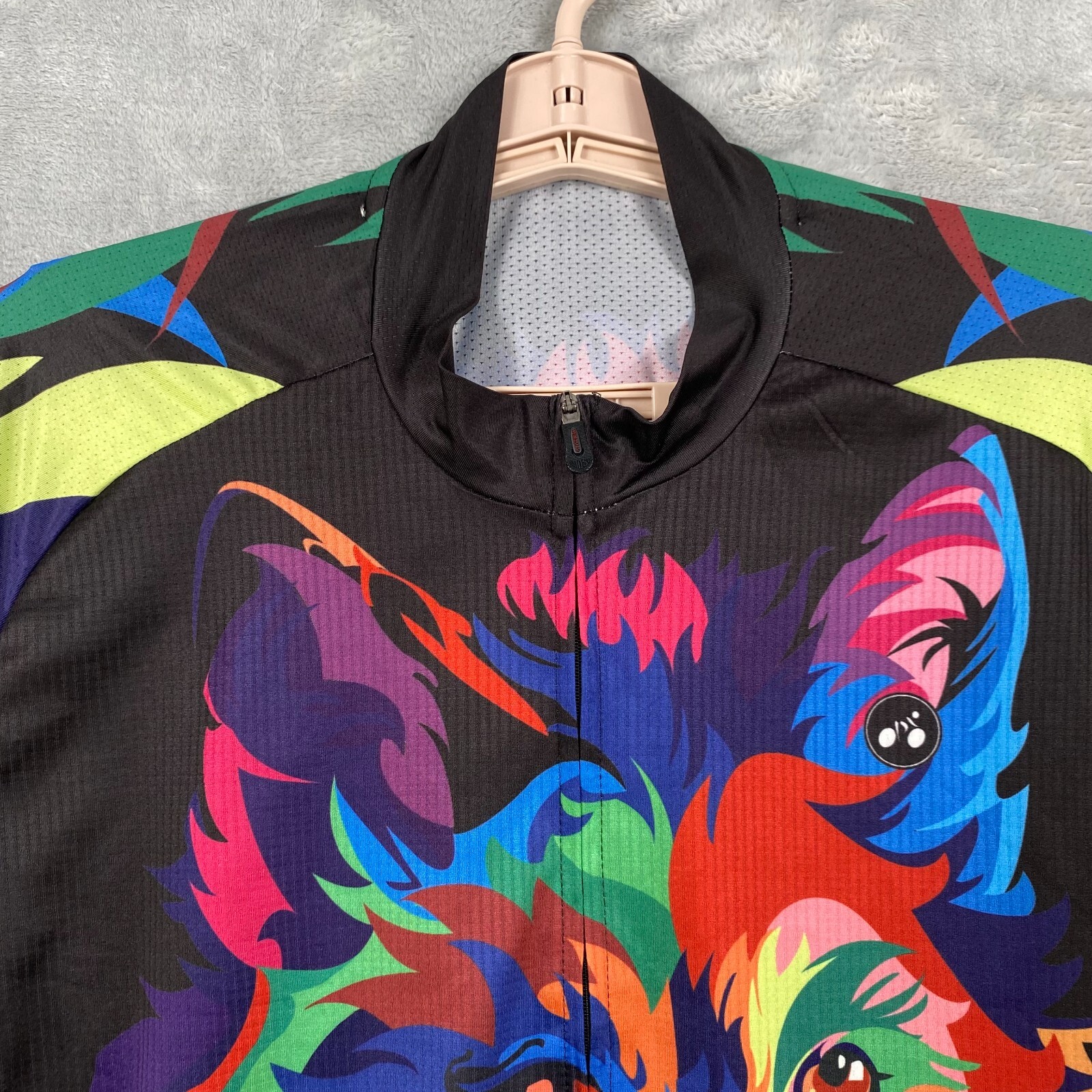 Weimostar Cycling Jersey Mens Size M Black Multi Color Wolf Graphic Bike Shirt