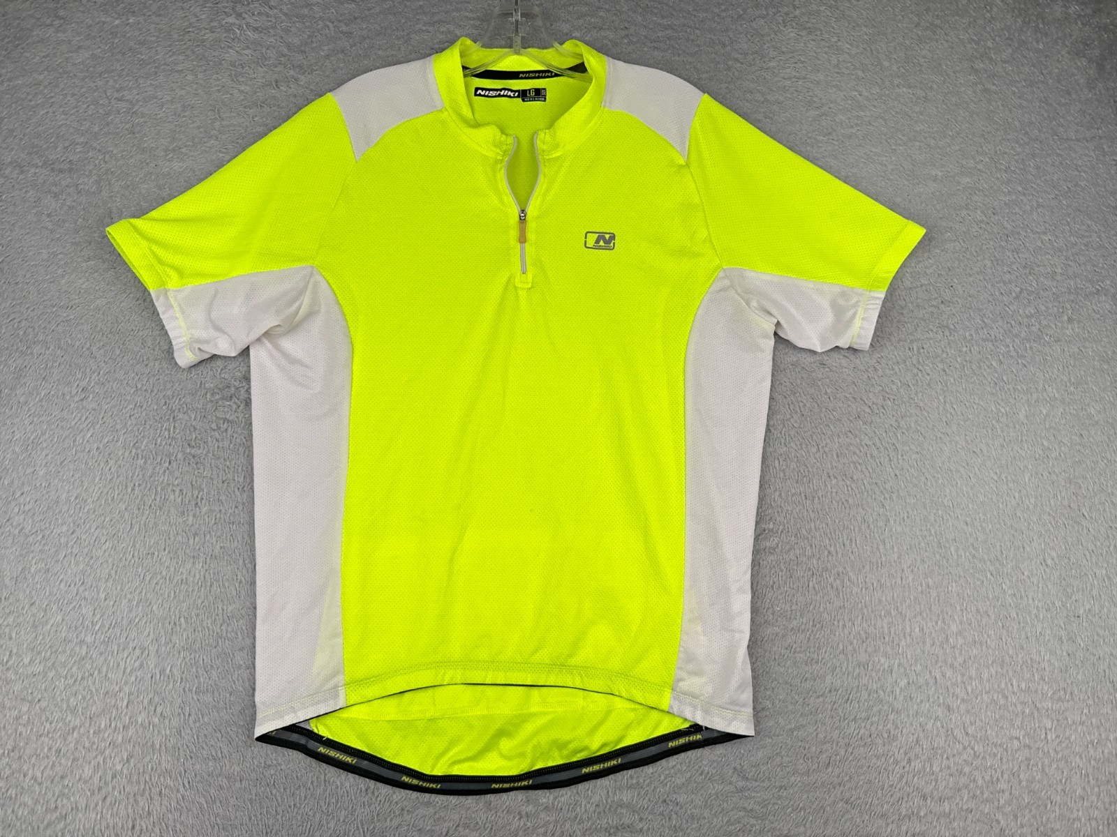 Nishiki Cycling Jersey Adult Large Yellow White 1/4 Zip 100% Polyester Pockets
