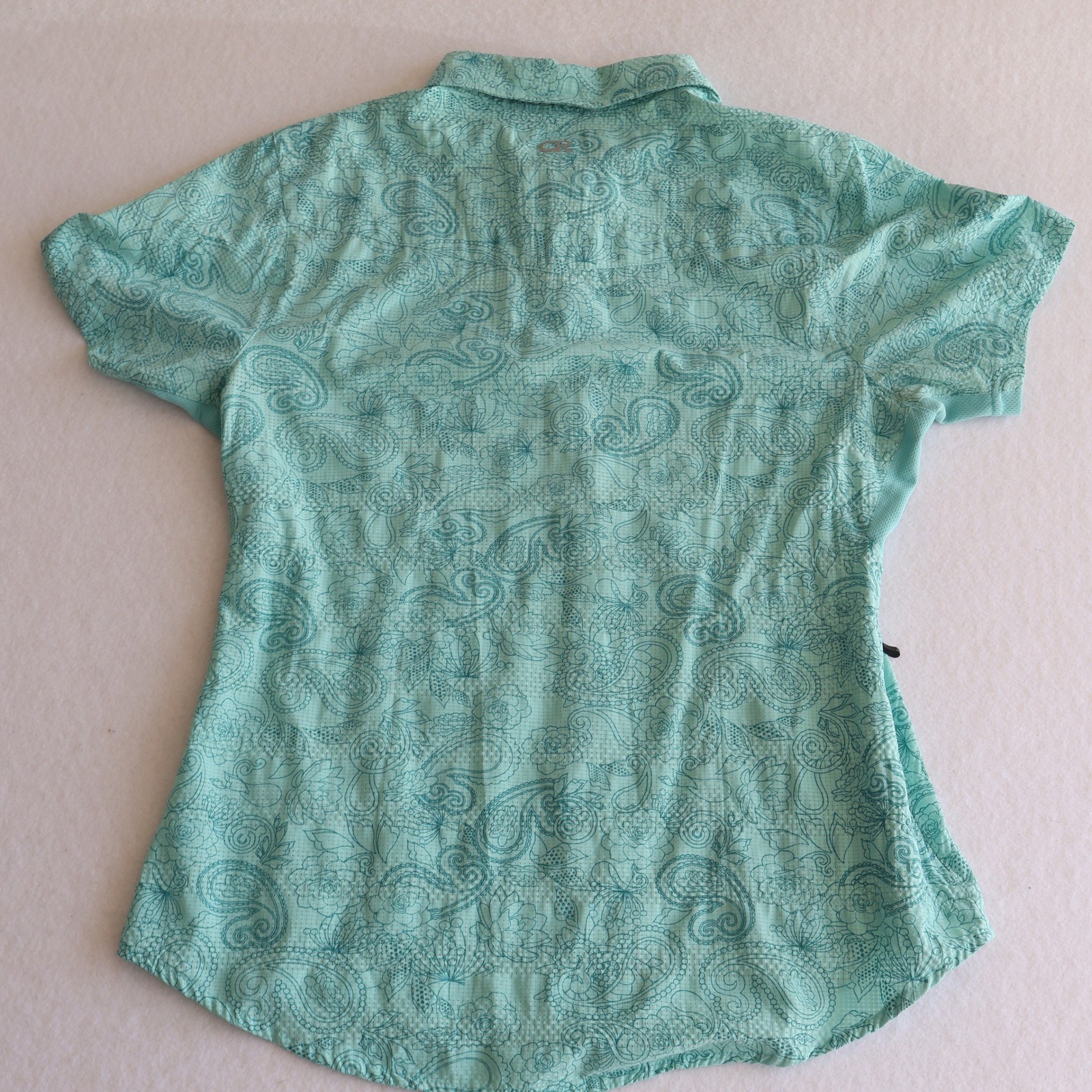 Club Ride Shirt Women’s Small Blue Graphic Print Snap Up Top Performance Cycling