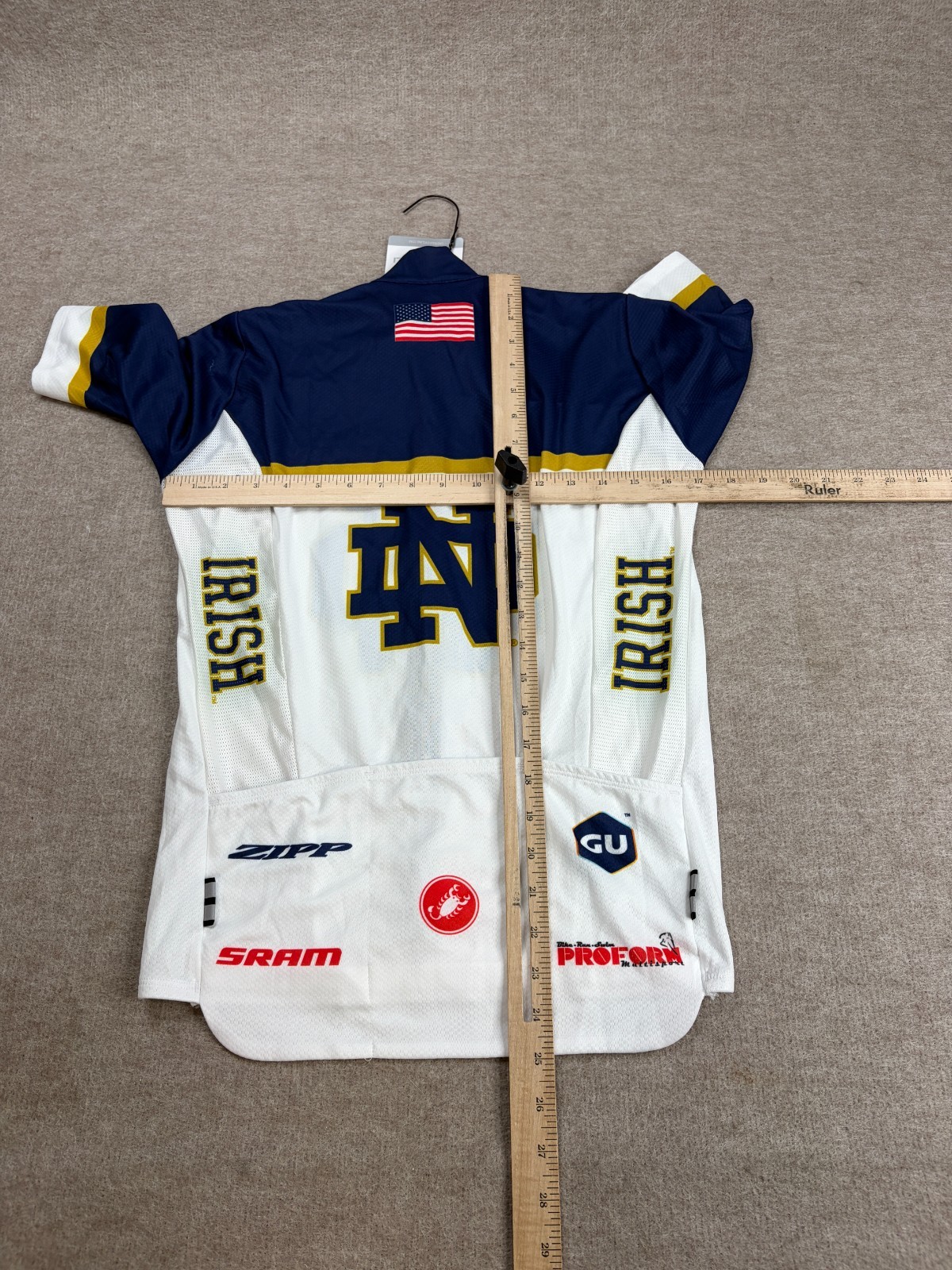 Castelli Cycling Jersey Small White Full Zip Notre Dame Team Kit NEW