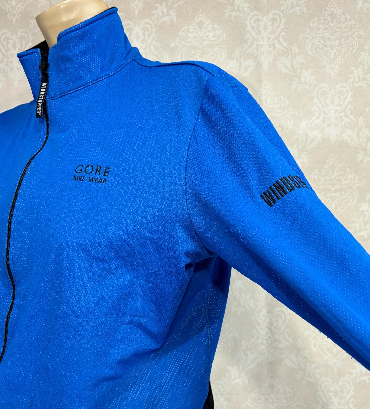 Gore Bike Wear Windstopper Warm Lined Cycling Jacket Large Zip Blue