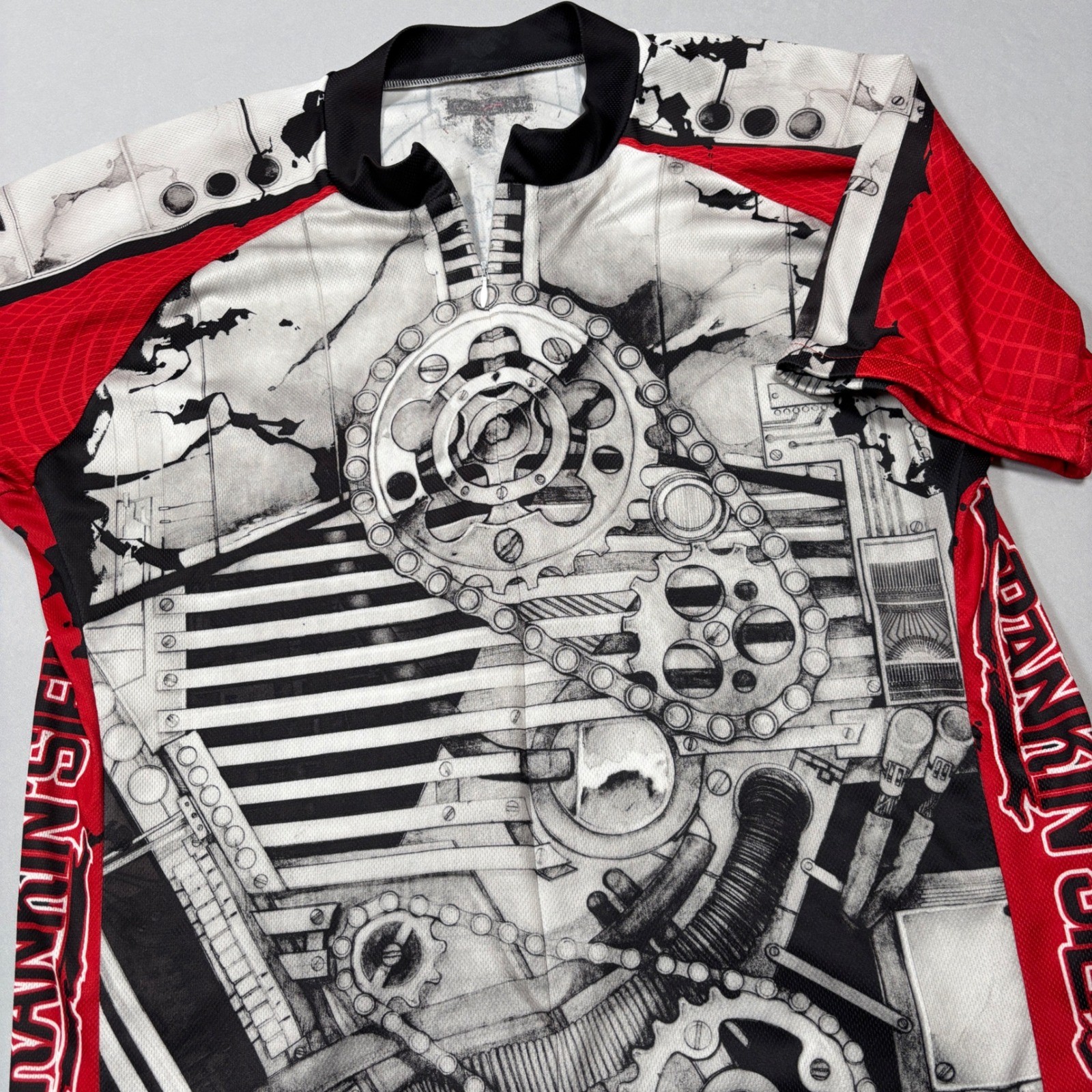 Primal Wear Cycling Jersey Mens XXL Red Black Mechanical Skeleton Gear Graphic