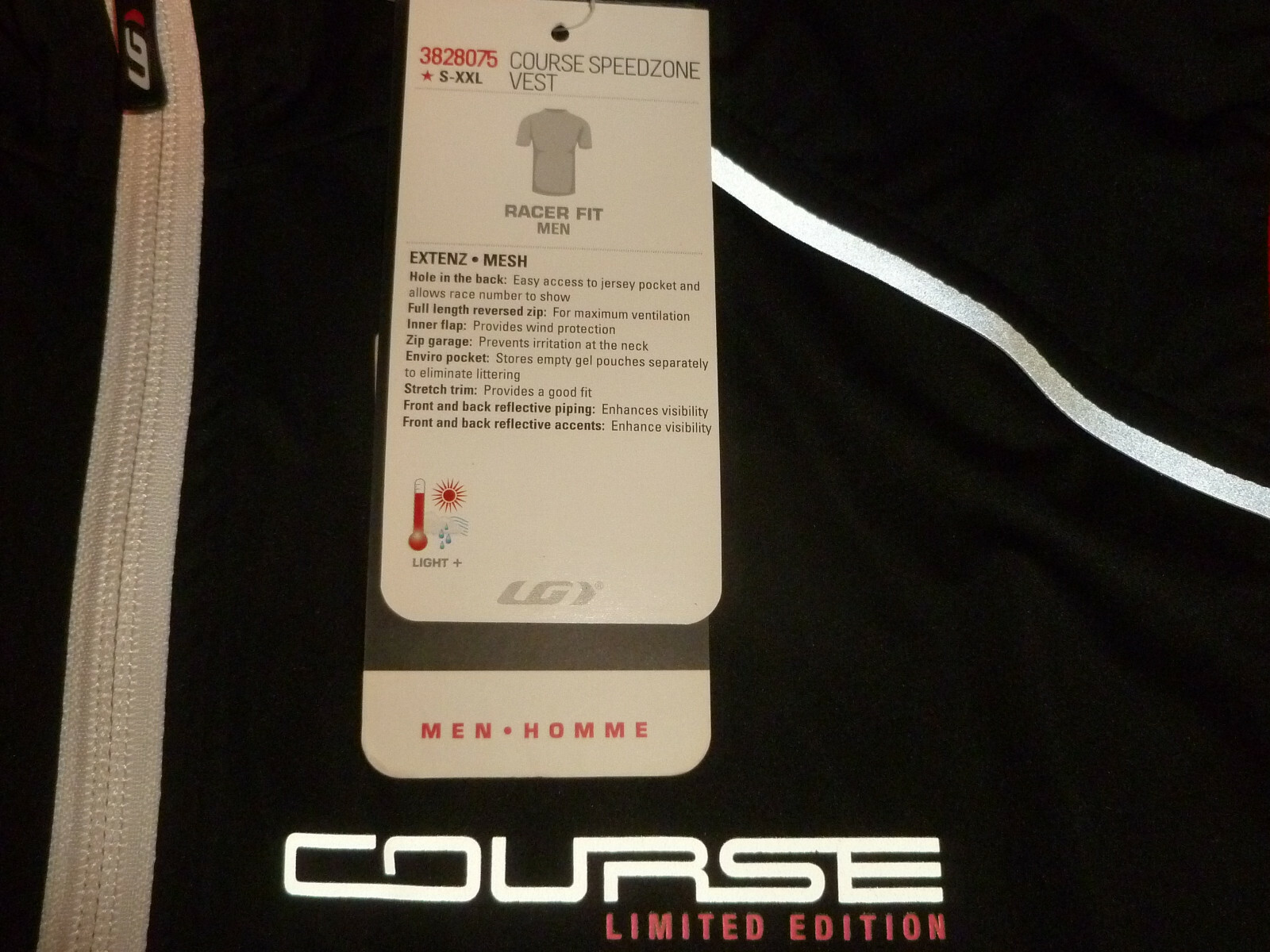 LG Course SpeedZone Cycling Vest. Mens Medium RACE FIT. Hi End Road Bike RACING