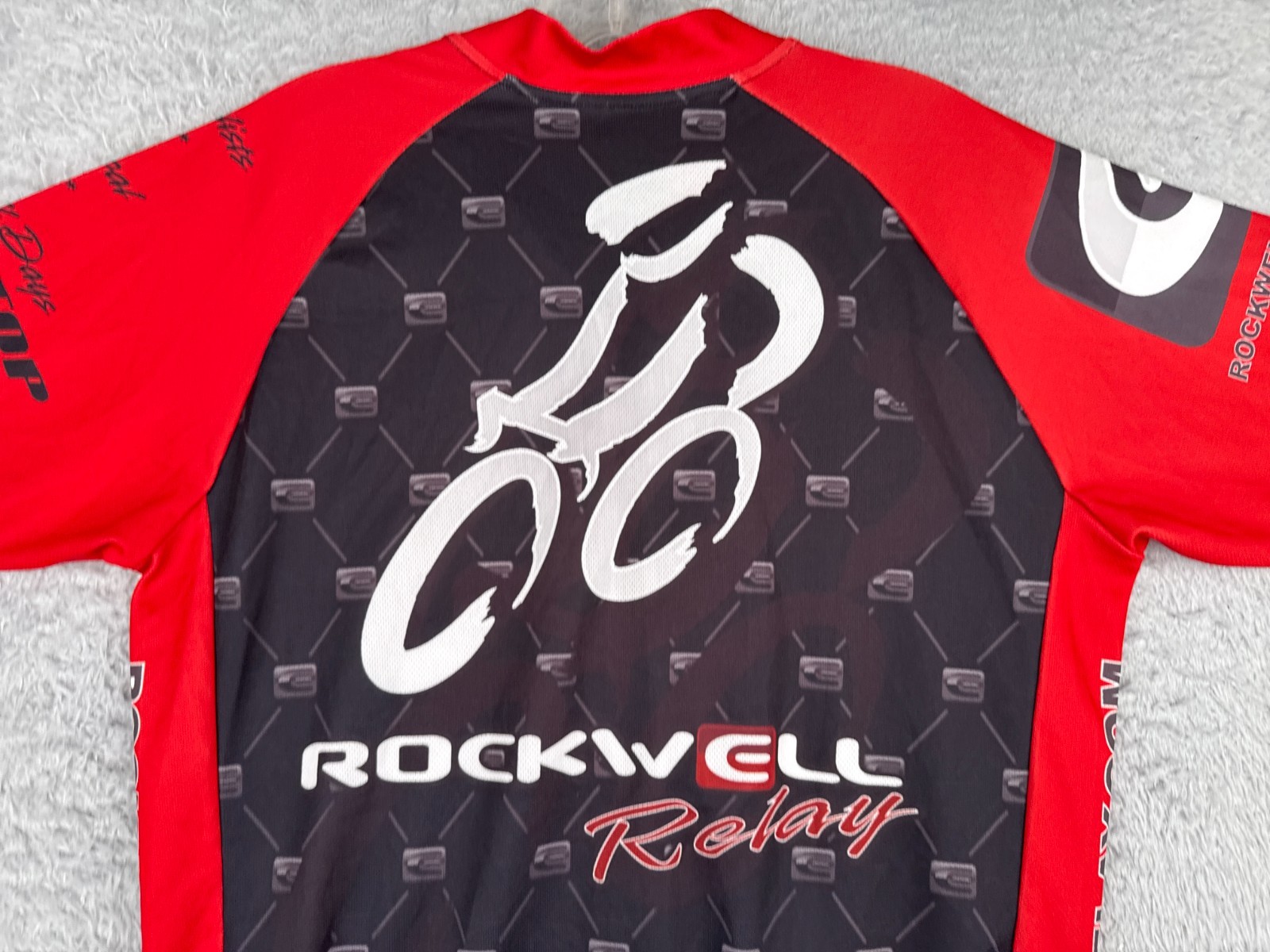 Epic Cycling Jersey Adult Large Black Red Full Zip Short Sleeve Rockwell Relay
