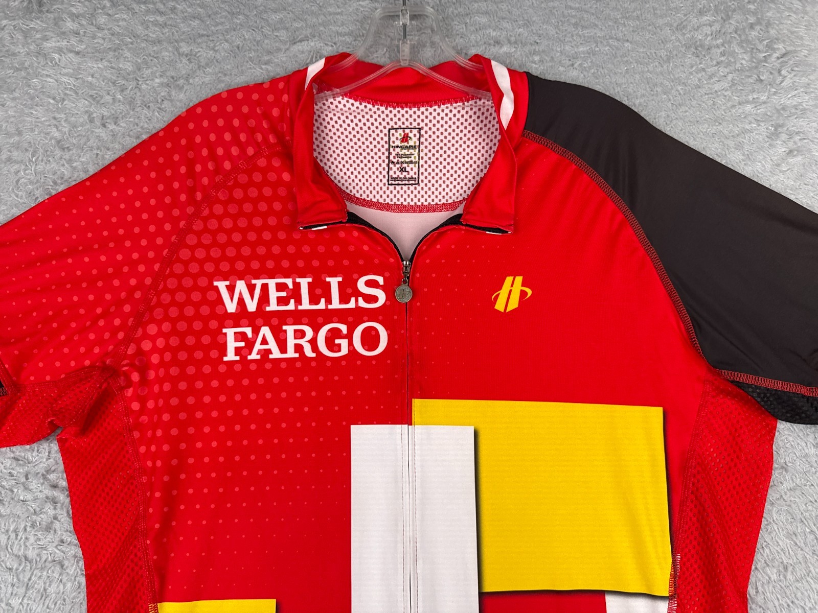 Hincapie Cycling Jersey Adult Extra Large Red Yellow Full Zip Short Sleeve Poly