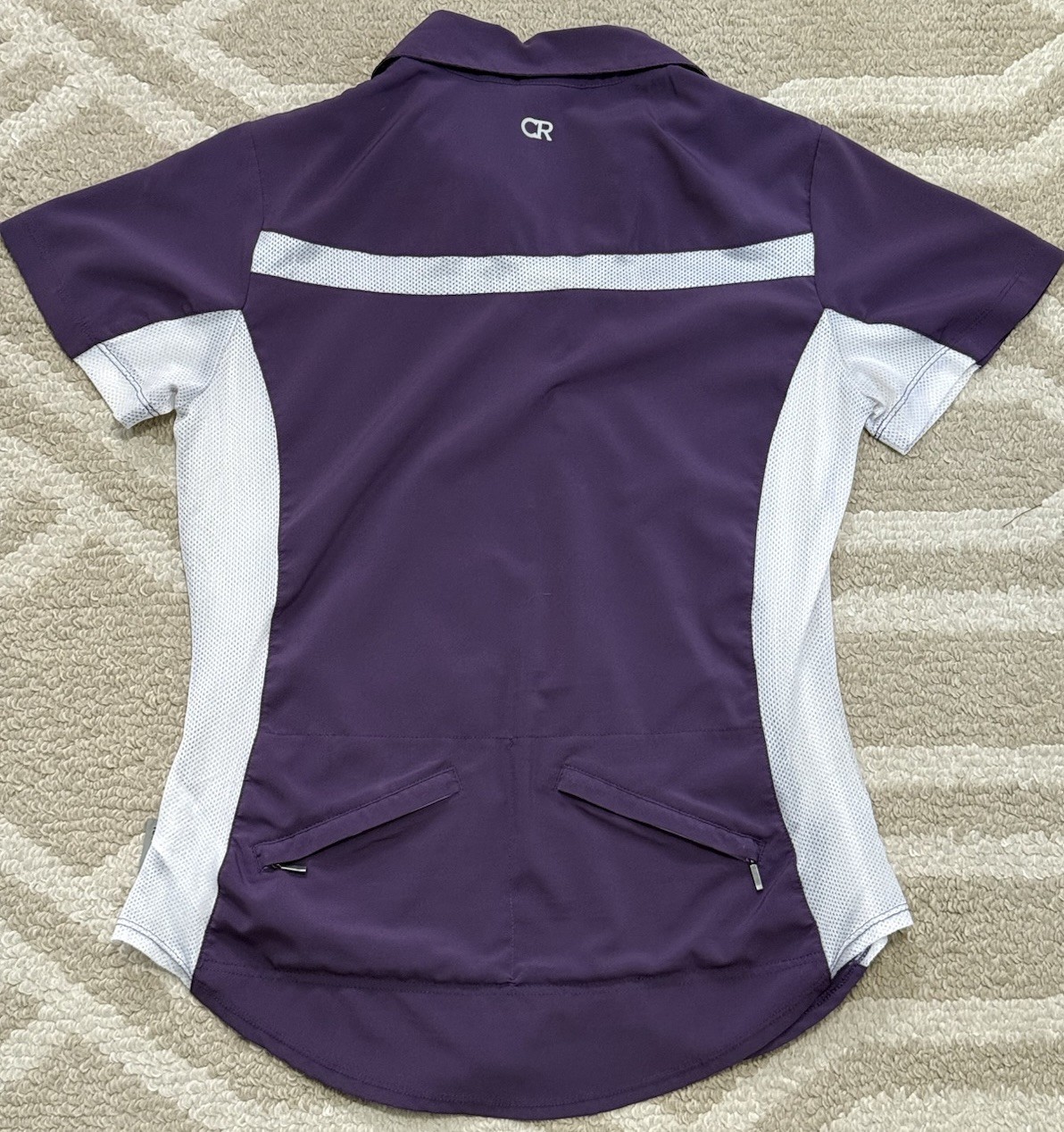 Club Ride Short Sleeve Shirt, Purple, Snap Front, Women’s Size M